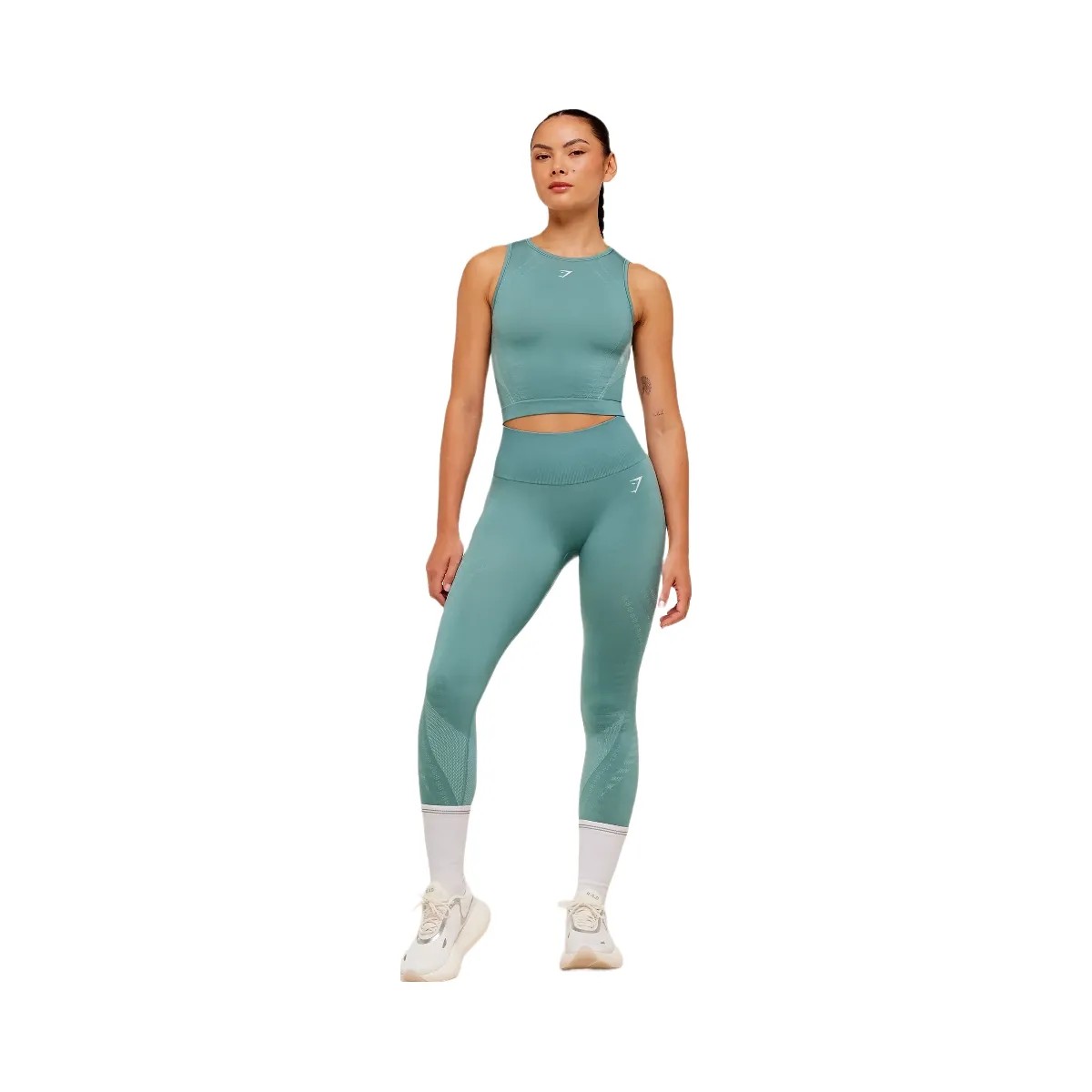 Gymshark Running Seamless Leggings "Storm Blue Lifestyle Blue" - HypeFly India View 4