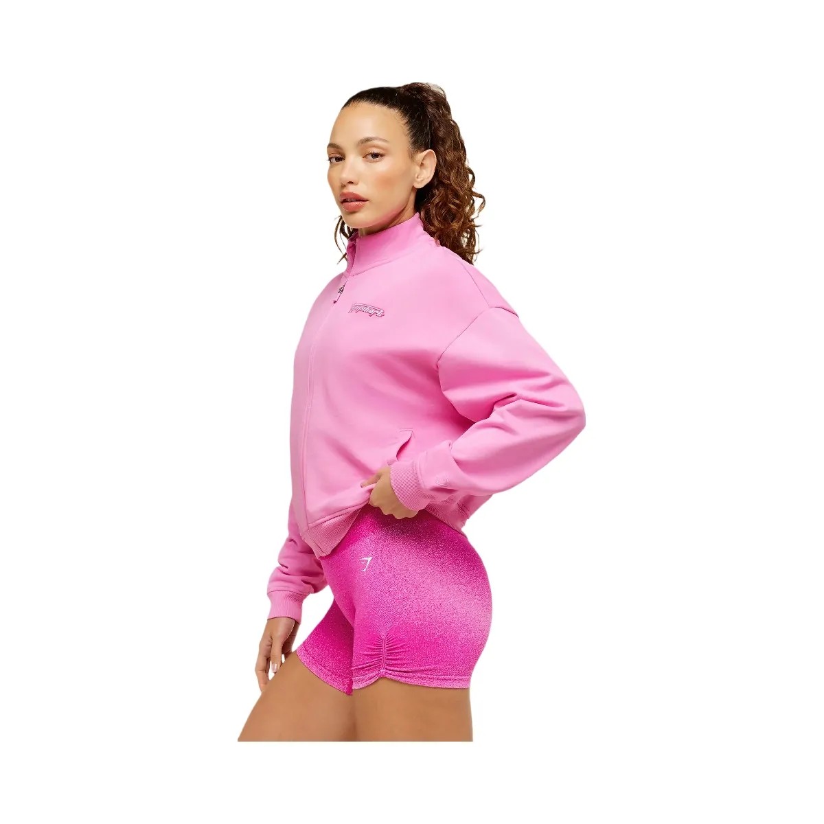 Gymshark Script Embroidery Full Zip Jacket "Focus Pink" - HypeFly India View 2