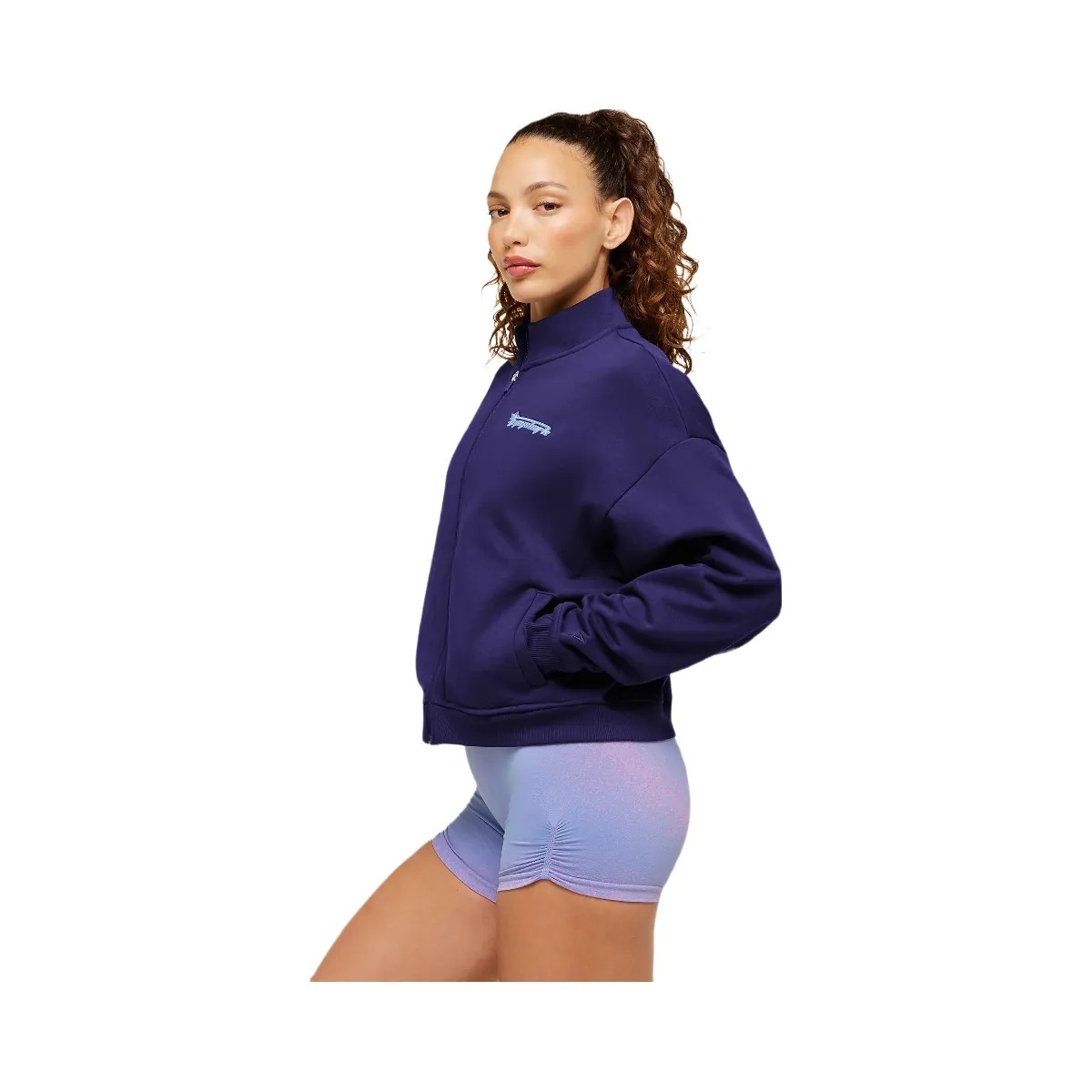 Gymshark Script Embroidery Full Zip Jacket "Indigo Purple" - HypeFly India View 2