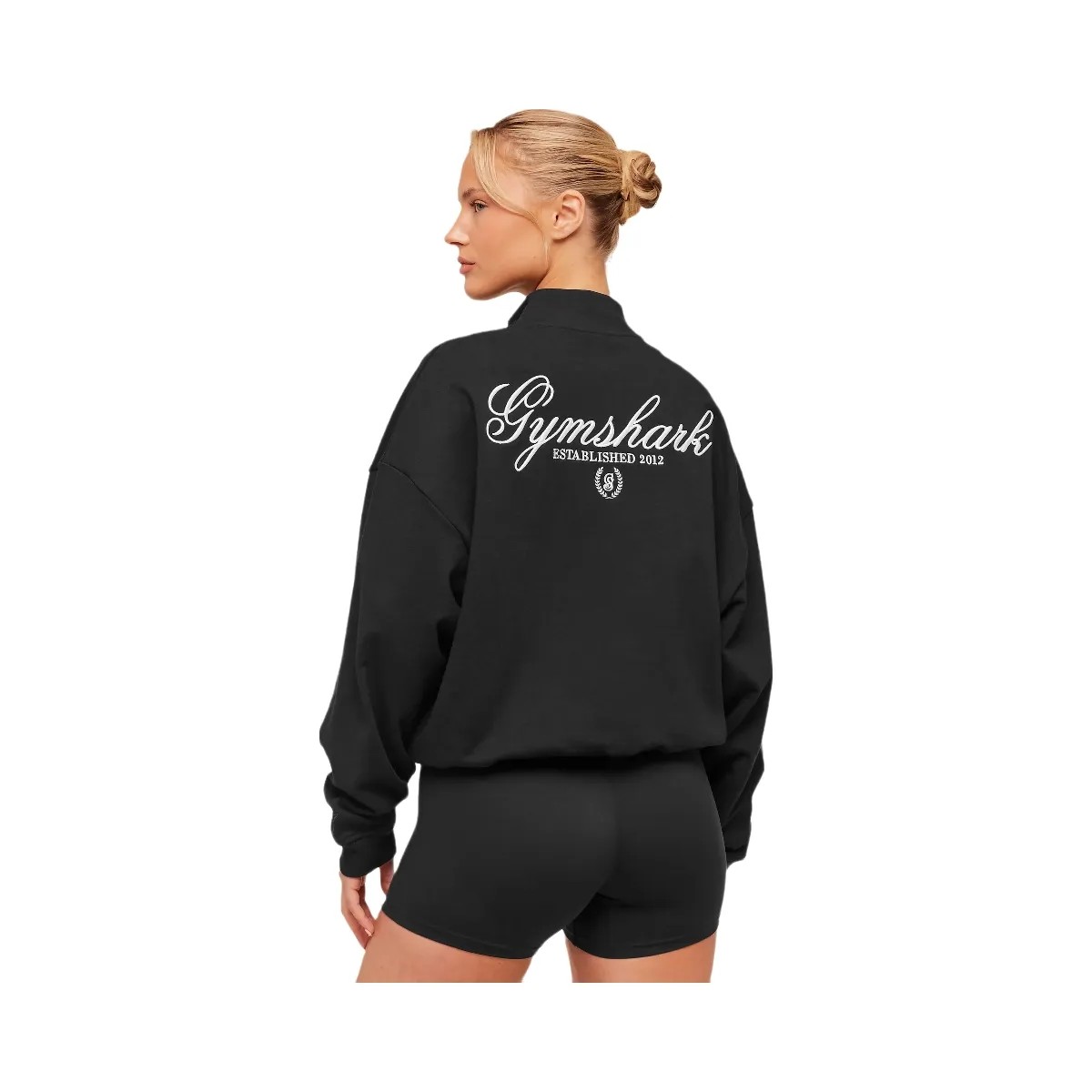 Gymshark Script Embroidery Oversized Zip Through "Black" - HypeFly India View 1