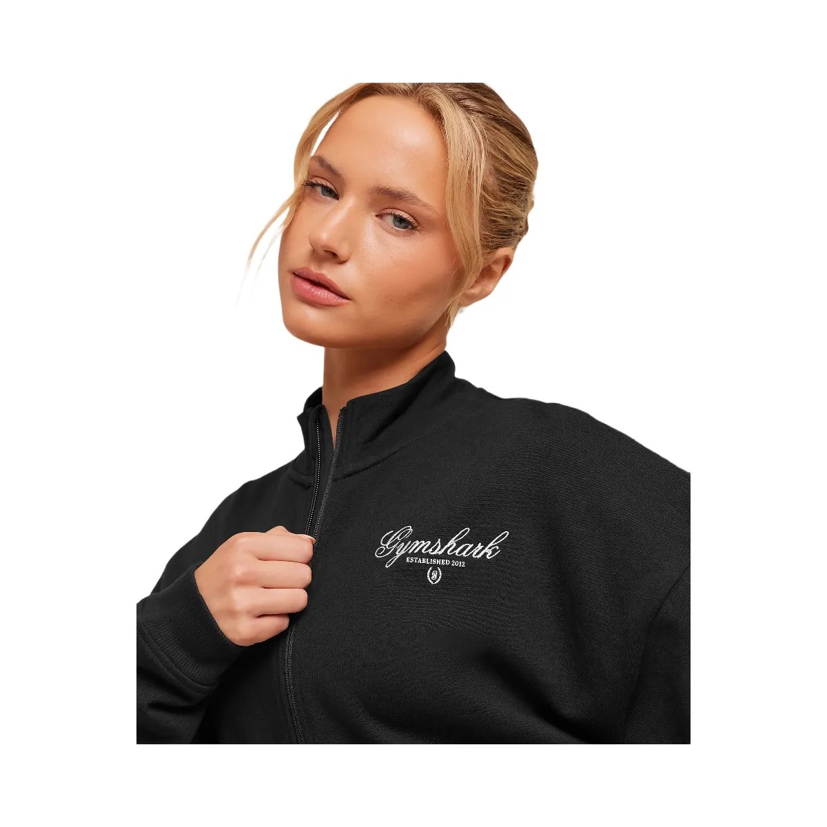 Gymshark Script Embroidery Oversized Zip Through "Black" - HypeFly India View 5