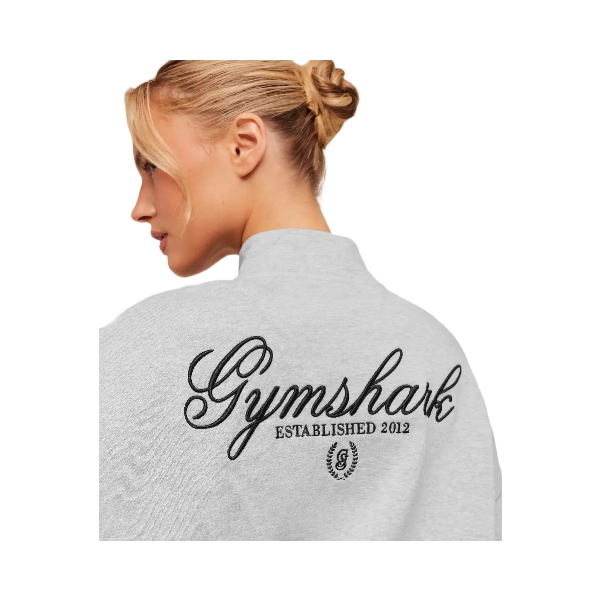 Gymshark Script Embroidery Oversized Zip Through "Light Grey Core Marl" - HypeFly India View 5