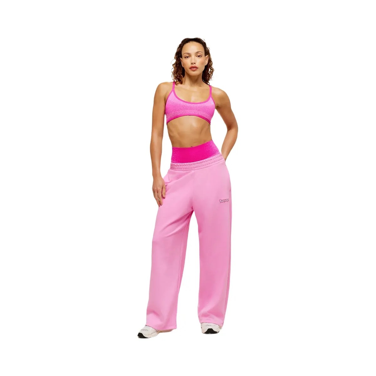 Gymshark Script Embroidery Wide Leg Pants "Focus Pink" - HypeFly India View 4