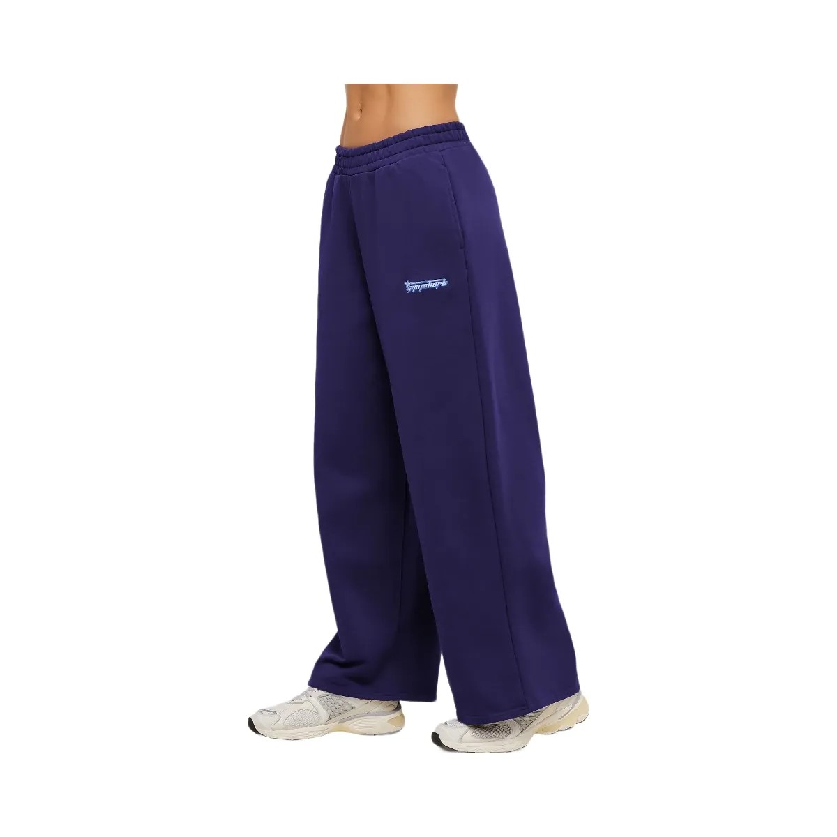 Gymshark Script Embroidery Wide Leg Pants "Indigo Purple" - HypeFly India View 2
