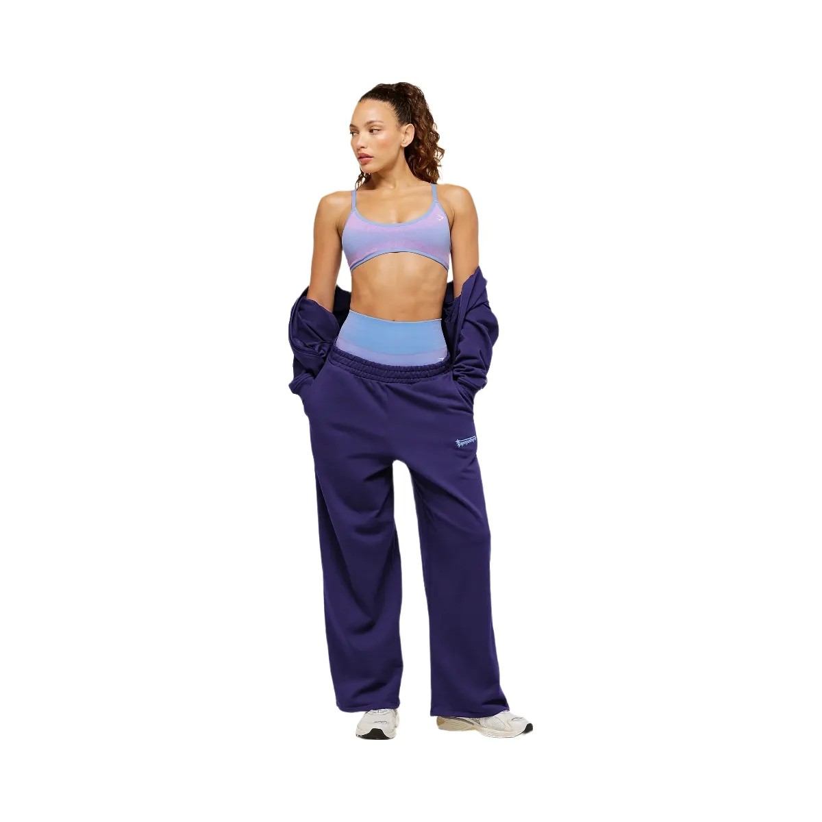 Gymshark Script Embroidery Wide Leg Pants "Indigo Purple" - HypeFly India View 4