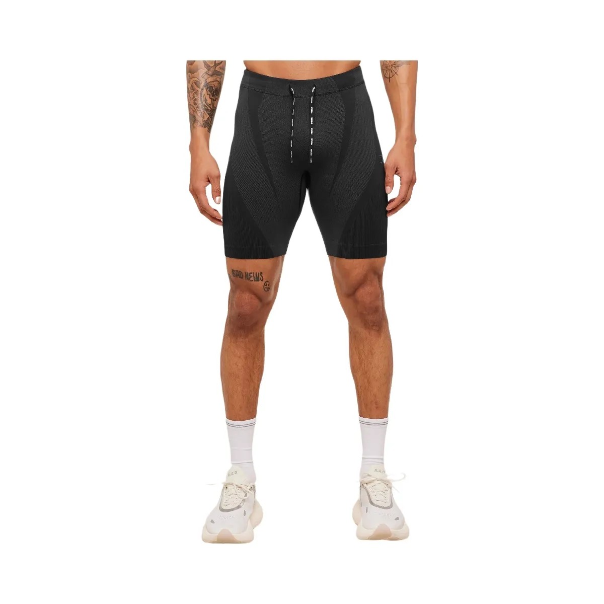 Gymshark Seamless Running Half Tight "Black Grey" - HypeFly India View 1