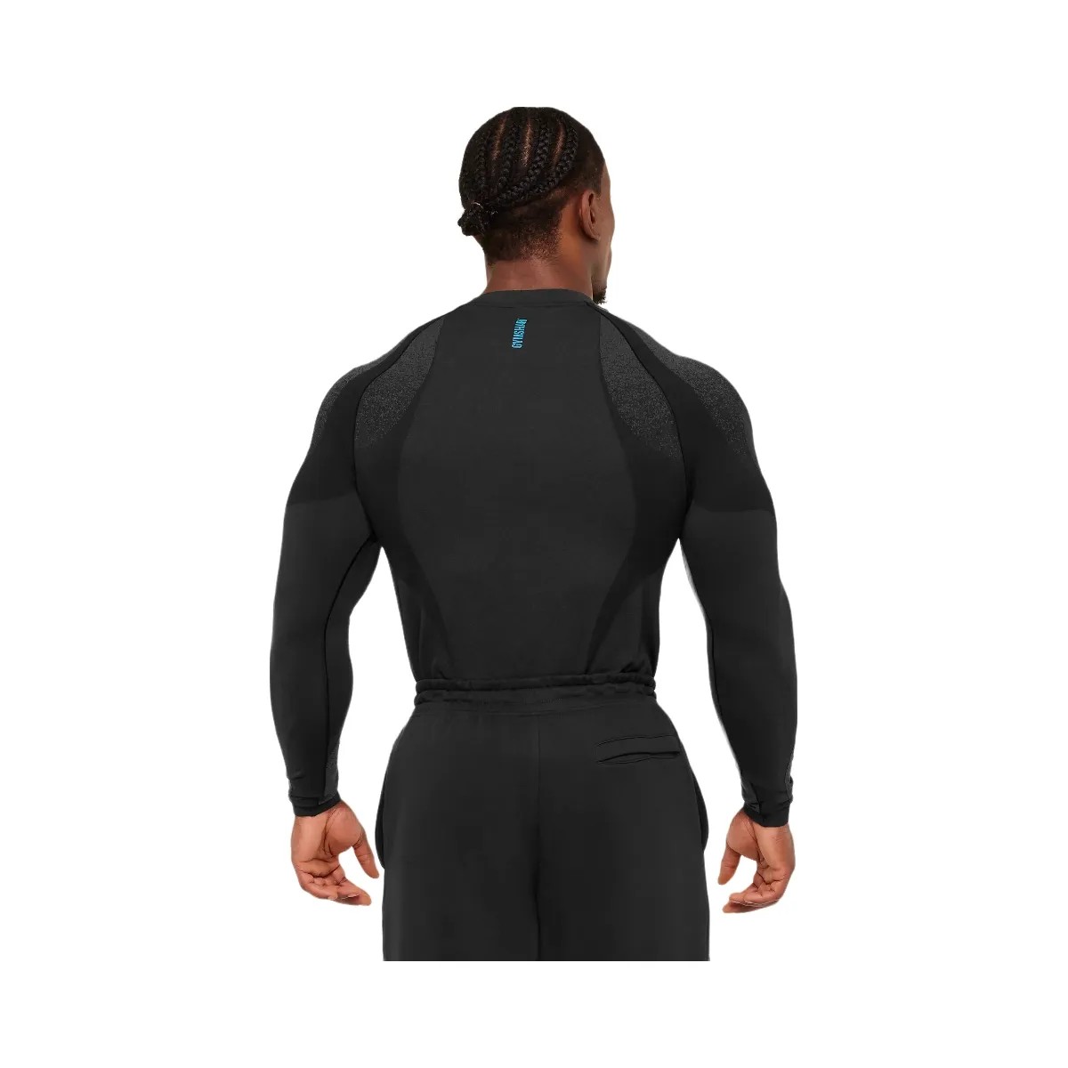Gymshark Shadow Seamless Long Sleeve T-Shirt "Black Brand Blue" - HypeFly India View 2