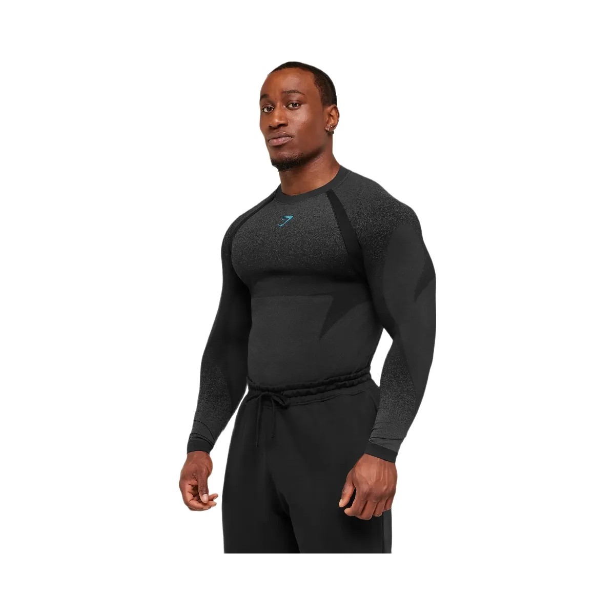Gymshark Shadow Seamless Long Sleeve T-Shirt "Black Brand Blue" - HypeFly India View 3