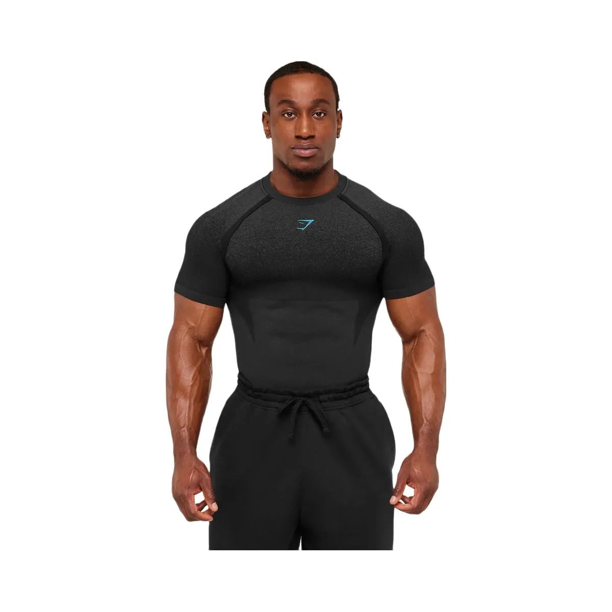 Gymshark Shadow Seamless T Shirt "Black Brand Blue" - HypeFly India View 1
