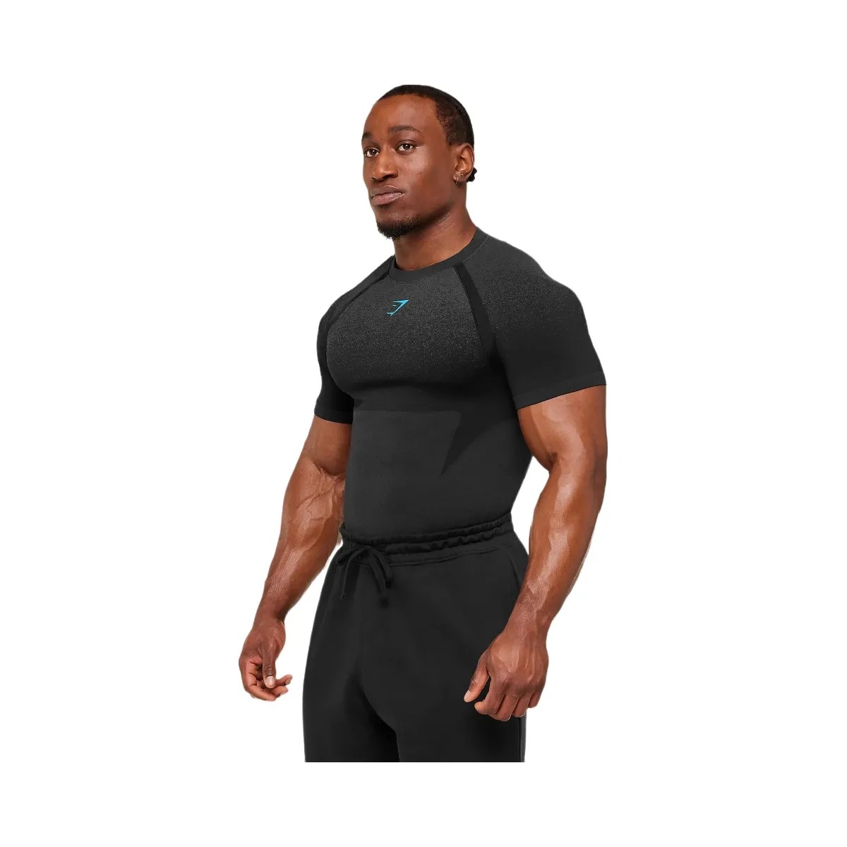 Gymshark Shadow Seamless T Shirt "Black Brand Blue" - HypeFly India View 3