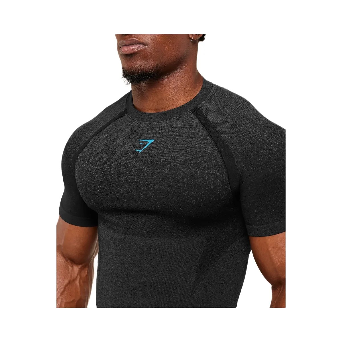 Gymshark Shadow Seamless T Shirt "Black Brand Blue" - HypeFly India View 5