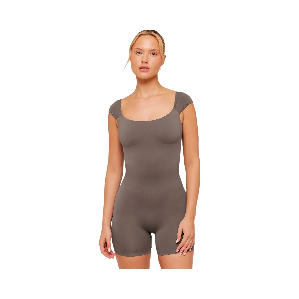 Gymshark Soft Sculpt Cap Sleeve All-In-One "Cool Brown" - HypeFly India View 1