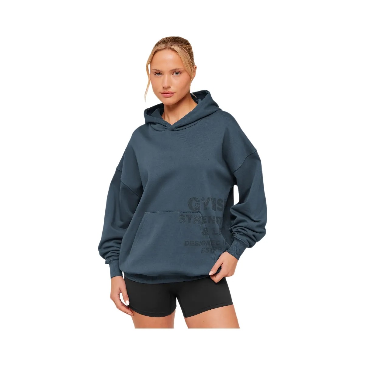 Gymshark Stacked Graphic Hoodie "Stealth Blue" - HypeFly India View 1