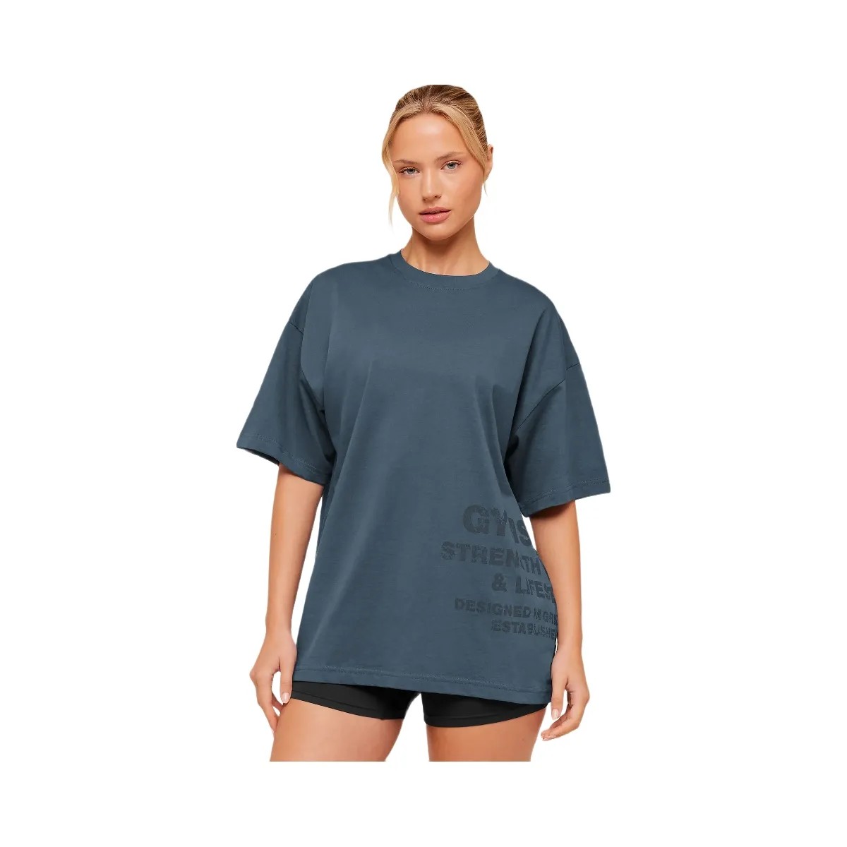 Gymshark Stacked Graphic Short Sleeve T-Shirt "Stealth Blue" - HypeFly India View 1