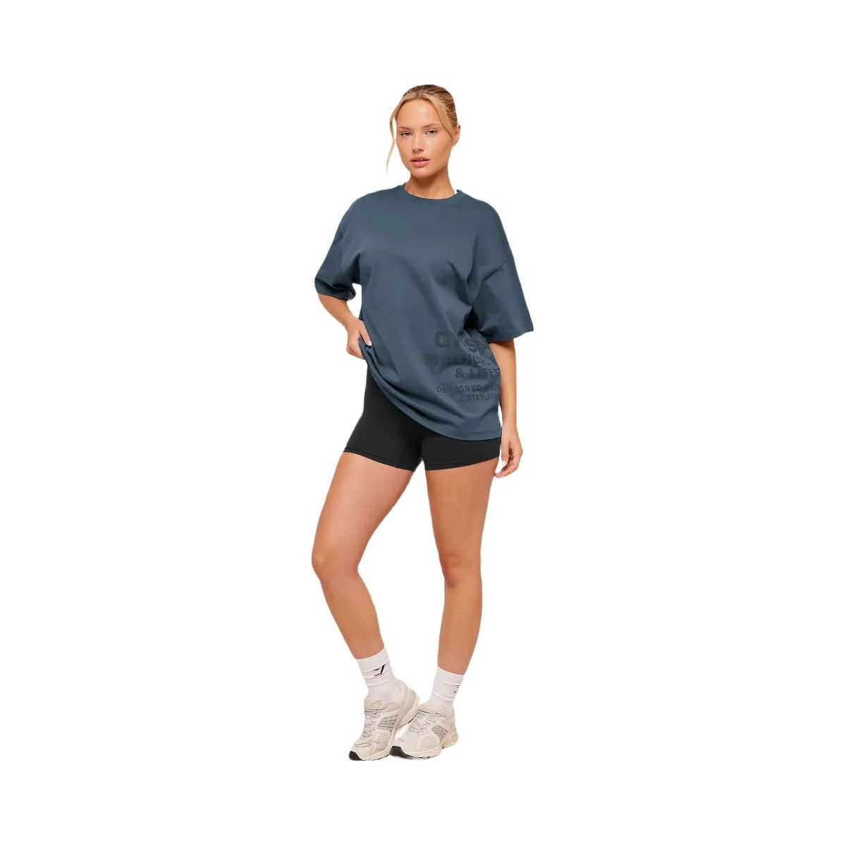 Gymshark Stacked Graphic Short Sleeve T-Shirt "Stealth Blue" - HypeFly India View 4