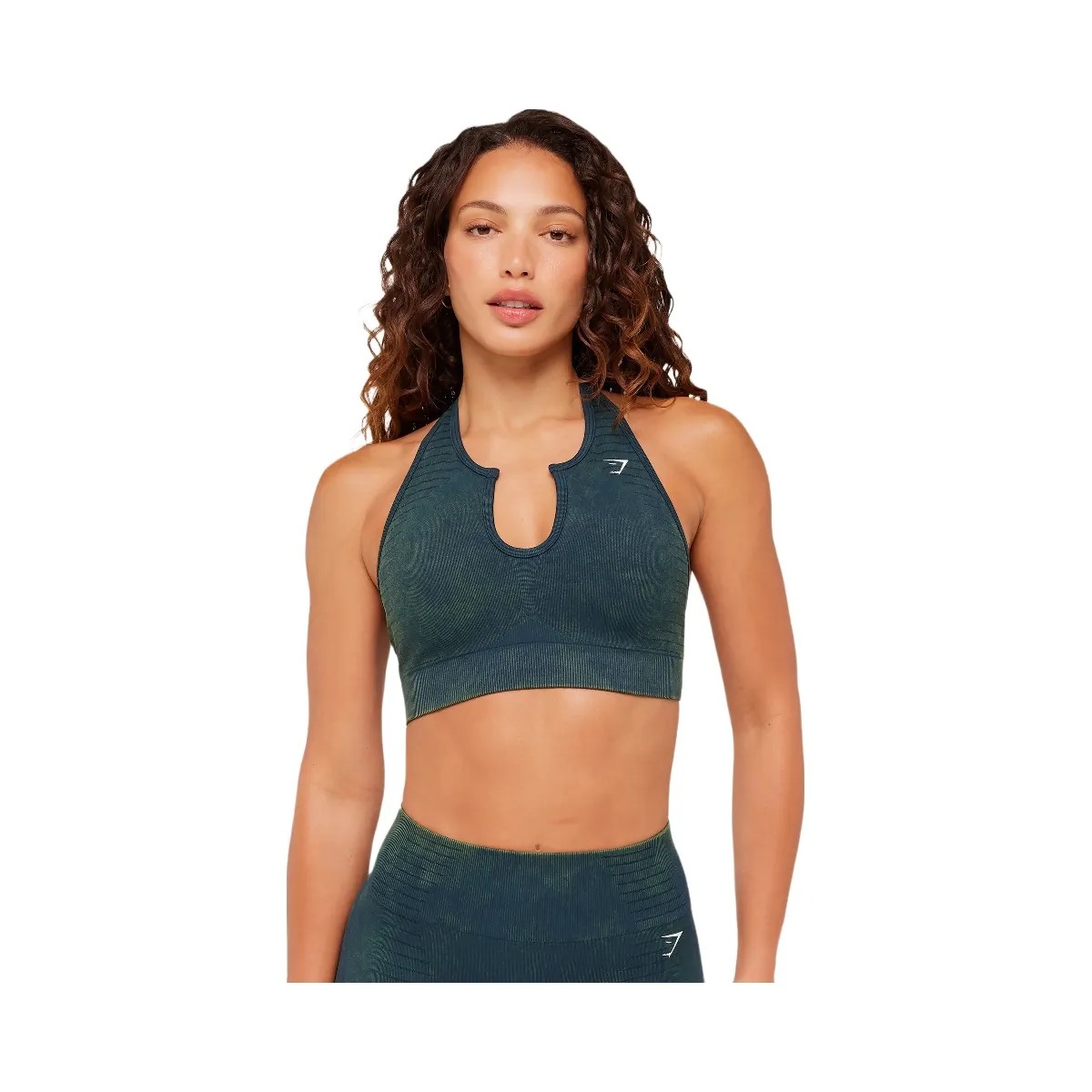 Gymshark Steel Seamless Halter Neck Bra "Deep Petrol Blue" - HypeFly India View 1