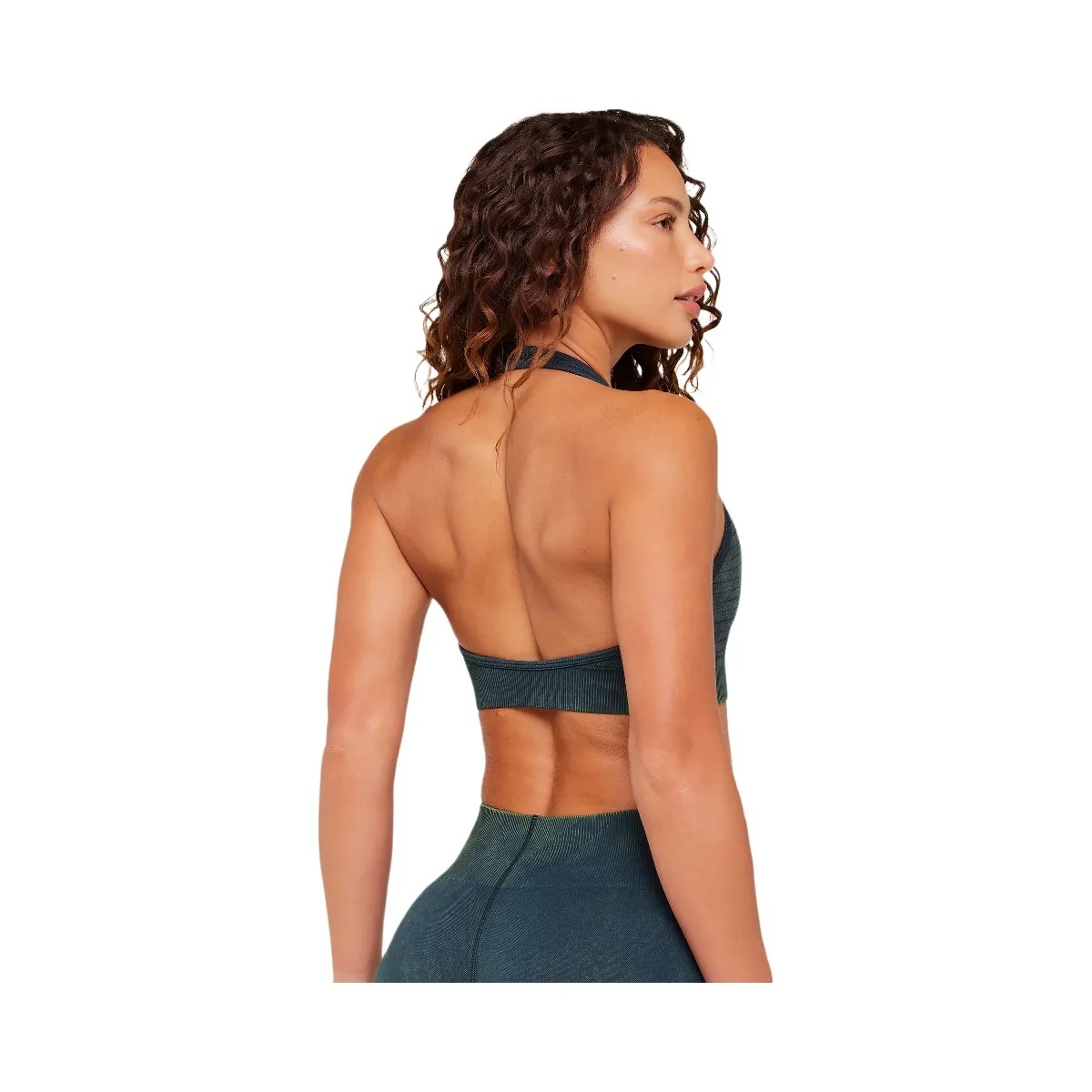 Gymshark Steel Seamless Halter Neck Bra "Deep Petrol Blue" - HypeFly India View 2