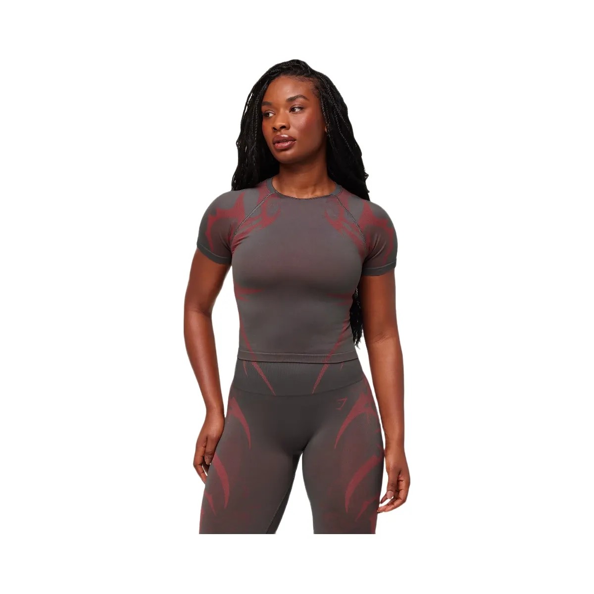 Gymshark Storm Seamless Short Sleeve Top "GS Dark Grey GS Zesty Red" - HypeFly India View 1