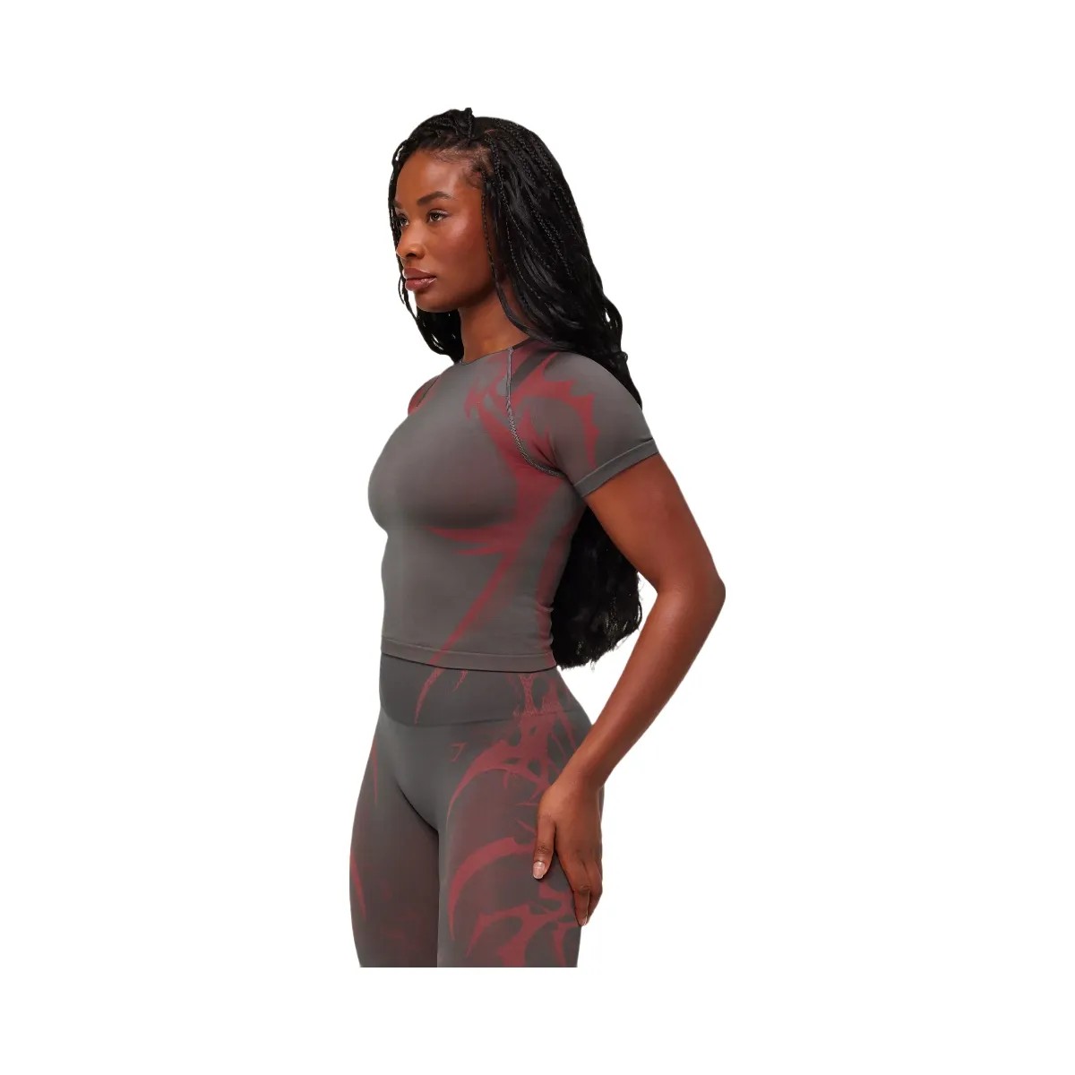 Gymshark Storm Seamless Short Sleeve Top "GS Dark Grey GS Zesty Red" - HypeFly India View 3
