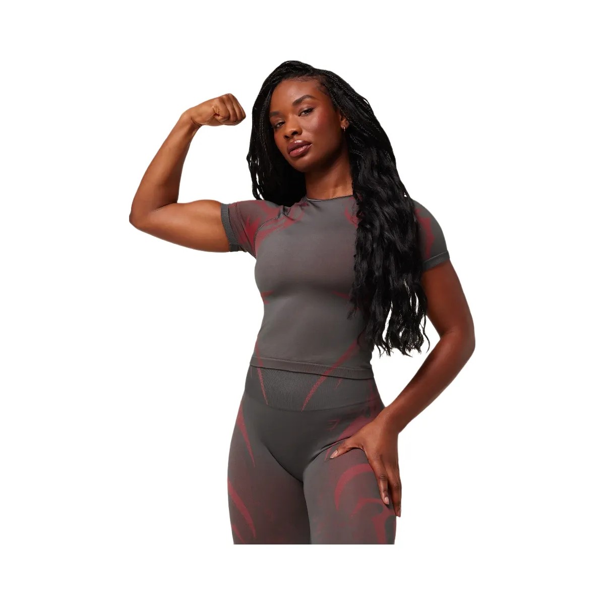 Gymshark Storm Seamless Short Sleeve Top "GS Dark Grey GS Zesty Red" - HypeFly India View 4