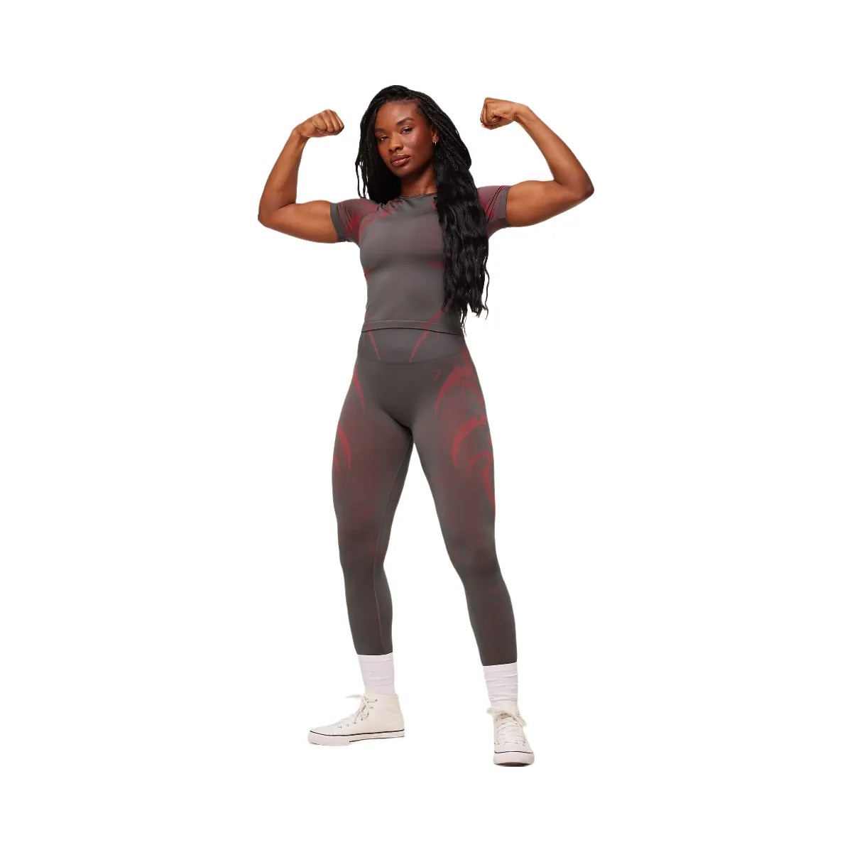 Gymshark Storm Seamless Short Sleeve Top "GS Dark Grey GS Zesty Red" - HypeFly India View 5