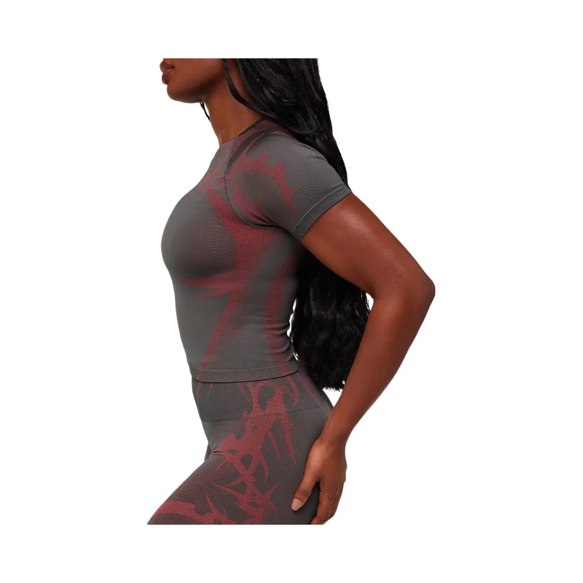 Gymshark Storm Seamless Short Sleeve Top "GS Dark Grey GS Zesty Red" - HypeFly India View 6