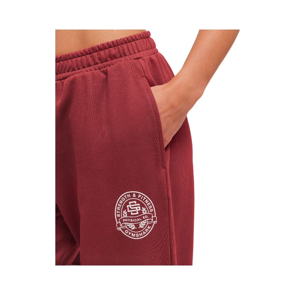 Gymshark Strength and Fitness Crest Graphic Joggers "Athletic Burgundy" - HypeFly India View 5