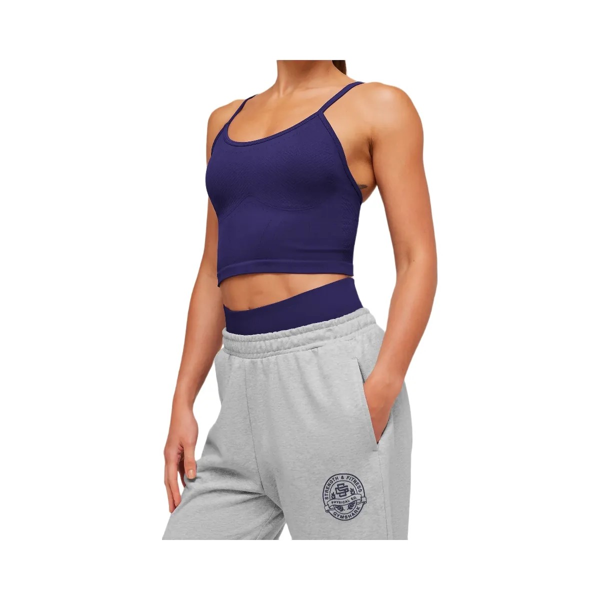 Gymshark Strength and Fitness Crest Graphic Joggers "Light Grey Core Marl" - HypeFly India View 5