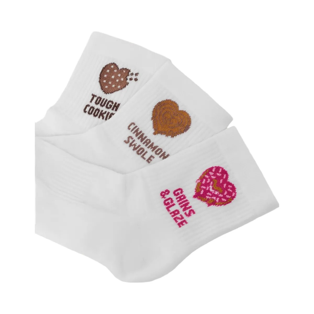 Gymshark Sweet Treat Graphic Midi Socks 3pk "GS White" - HypeFly India View 2