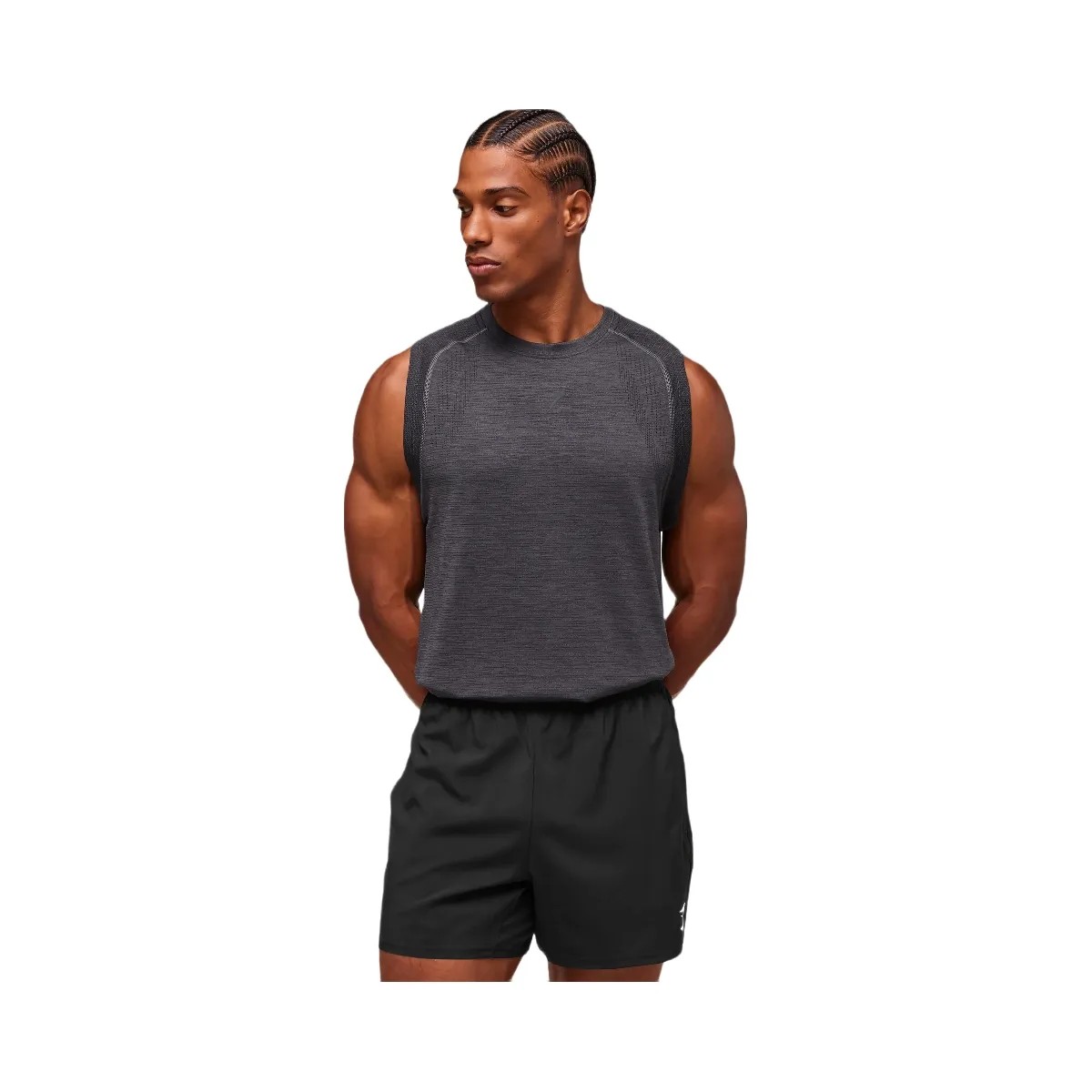Gymshark Versatile Seamless Tank "Dark Grey Black" - HypeFly India View 1