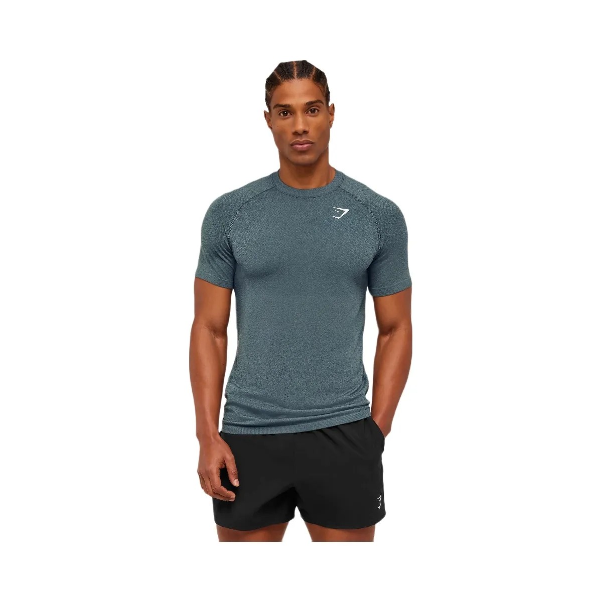 Gymshark Vital Seamless T-Shirt "Iron Blue Stealth Blue" - HypeFly India View 4