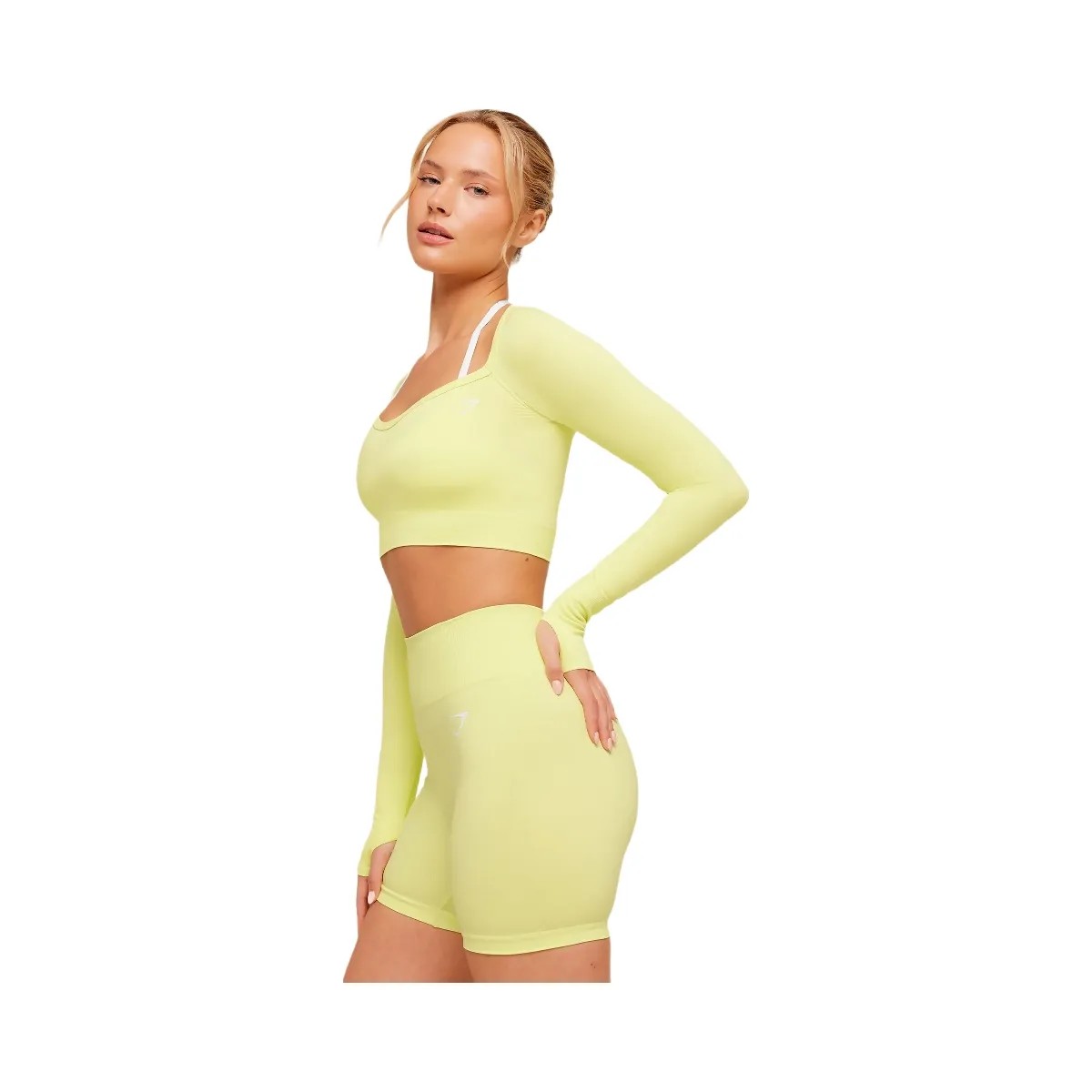 Gymshark Vital Sweetheart Neck Crop Top "Sorbet Yellow" - HypeFly India View 3