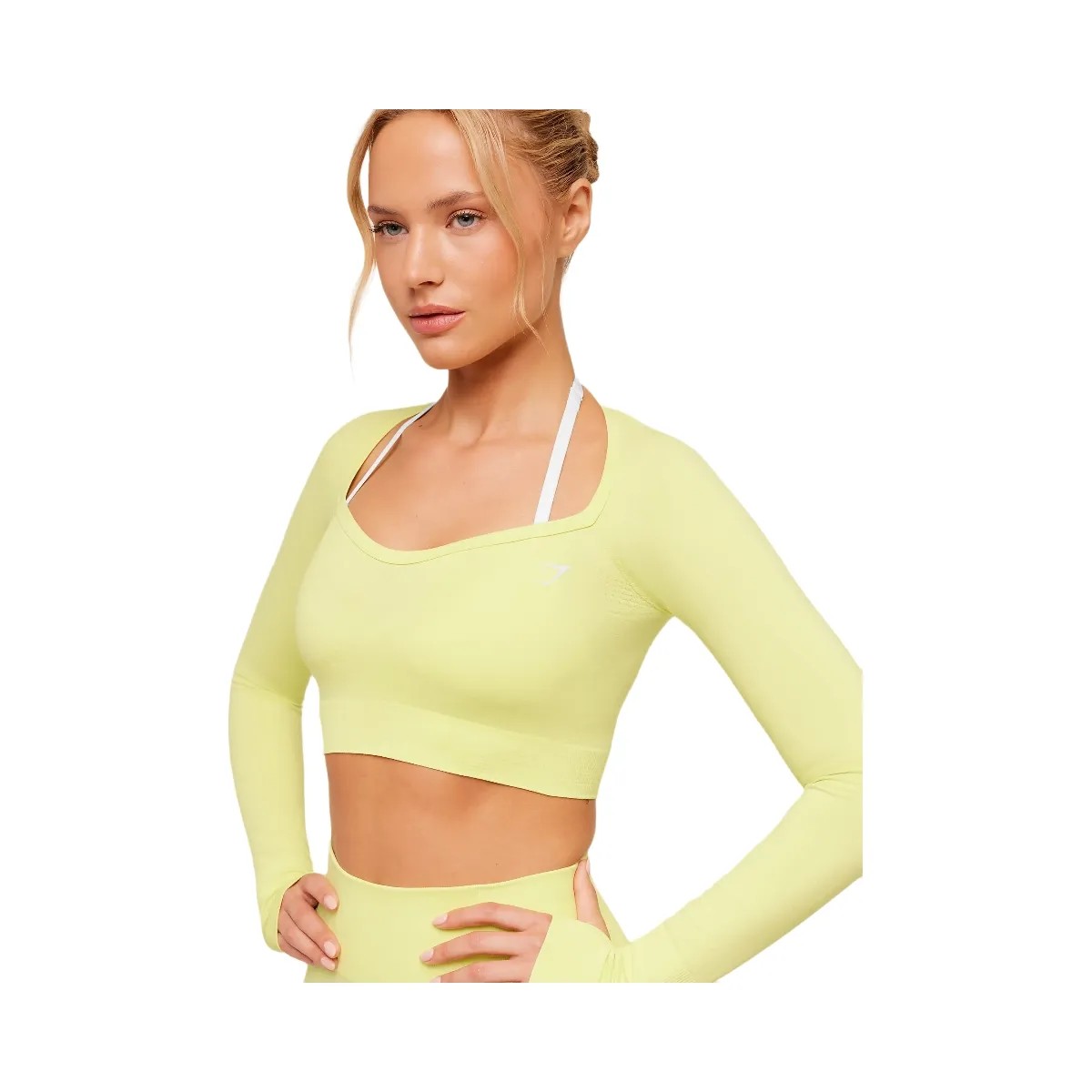 Gymshark Vital Sweetheart Neck Crop Top "Sorbet Yellow" - HypeFly India View 5