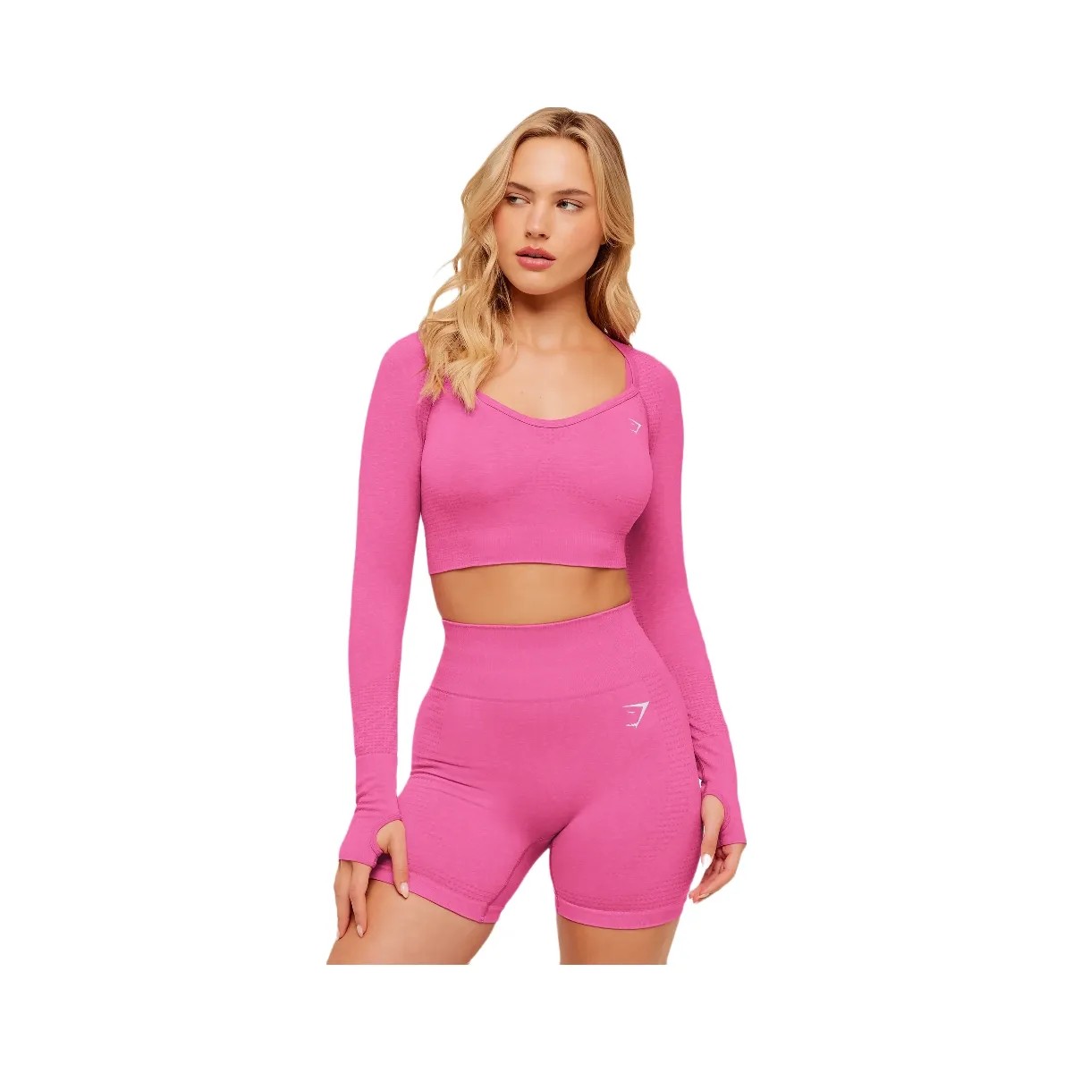 Gymshark Vital Sweetheart Neck Crop Top "Super-Set Pink Marl" - HypeFly India View 1