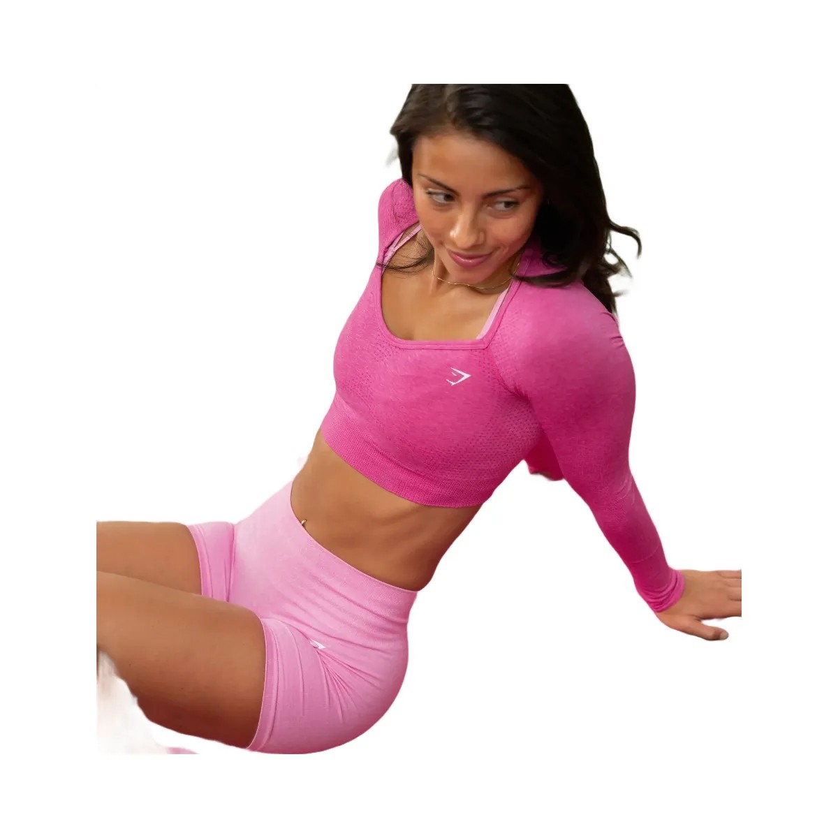 Gymshark Vital Sweetheart Neck Crop Top "Super-Set Pink Marl" - HypeFly India View 2