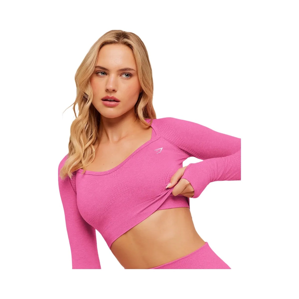 Gymshark Vital Sweetheart Neck Crop Top "Super-Set Pink Marl" - HypeFly India View 6