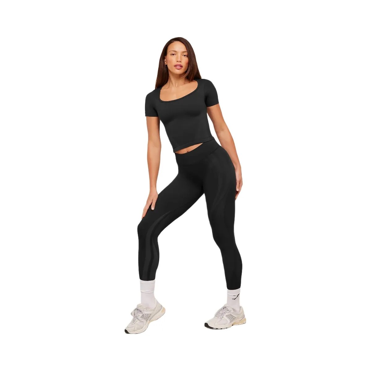 Gymshark Weekend Seamless Short Sleeve Top "GS Black GS Asphalt Grey" - HypeFly India View 3