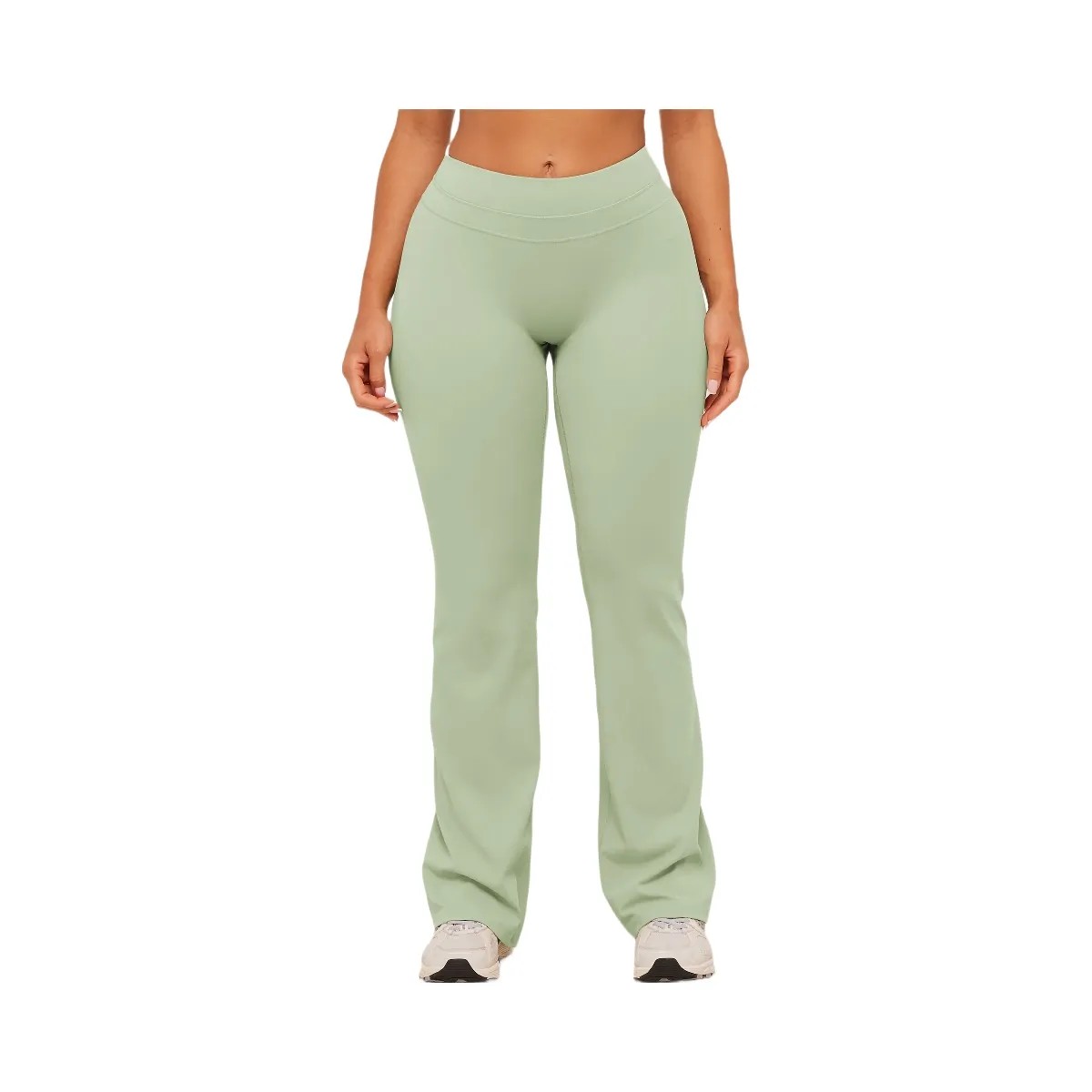 Gymshark Whitney Mid-High Rise Flared Leggings "Haze Green" - HypeFly India View 1