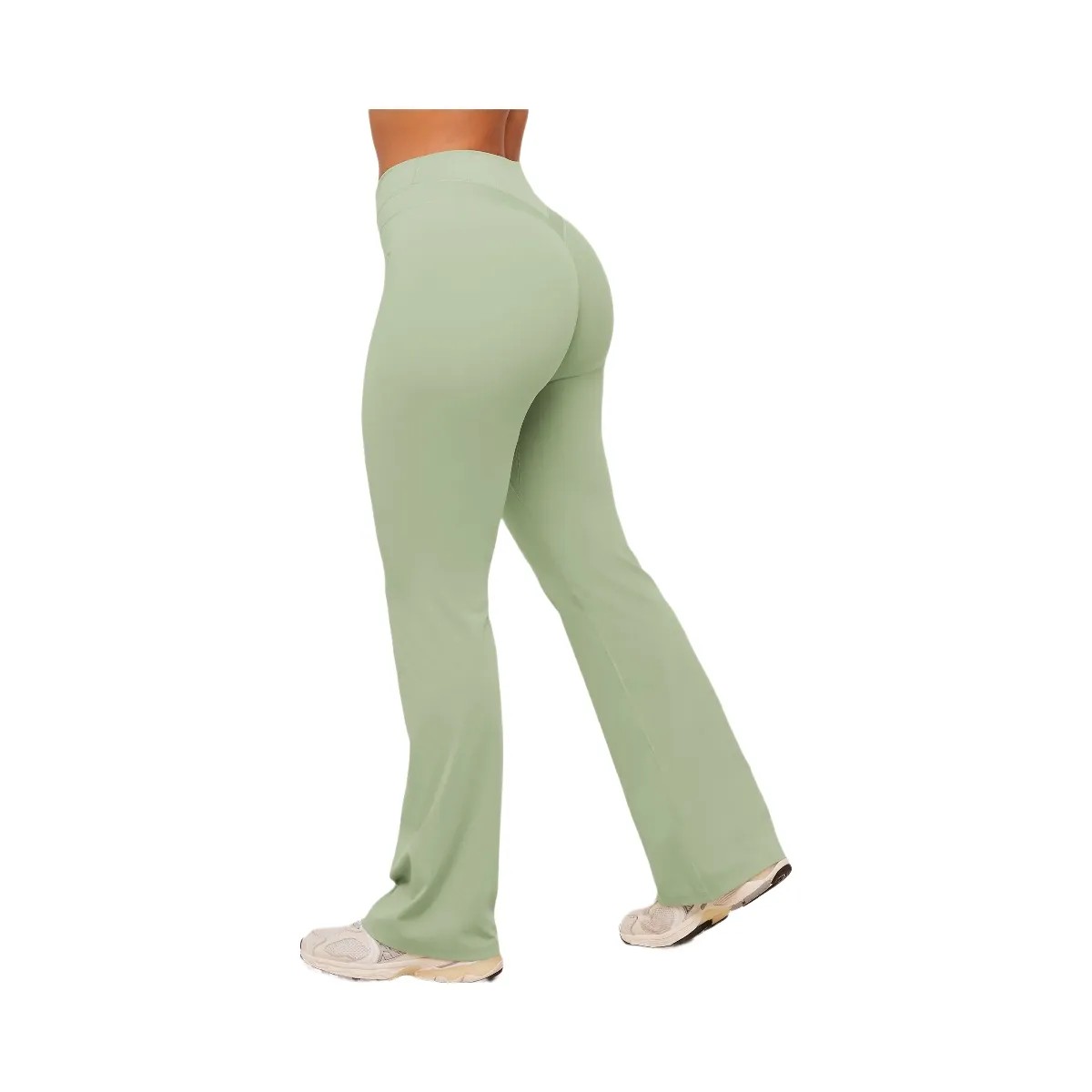 Gymshark Whitney Mid-High Rise Flared Leggings "Haze Green" - HypeFly India View 4