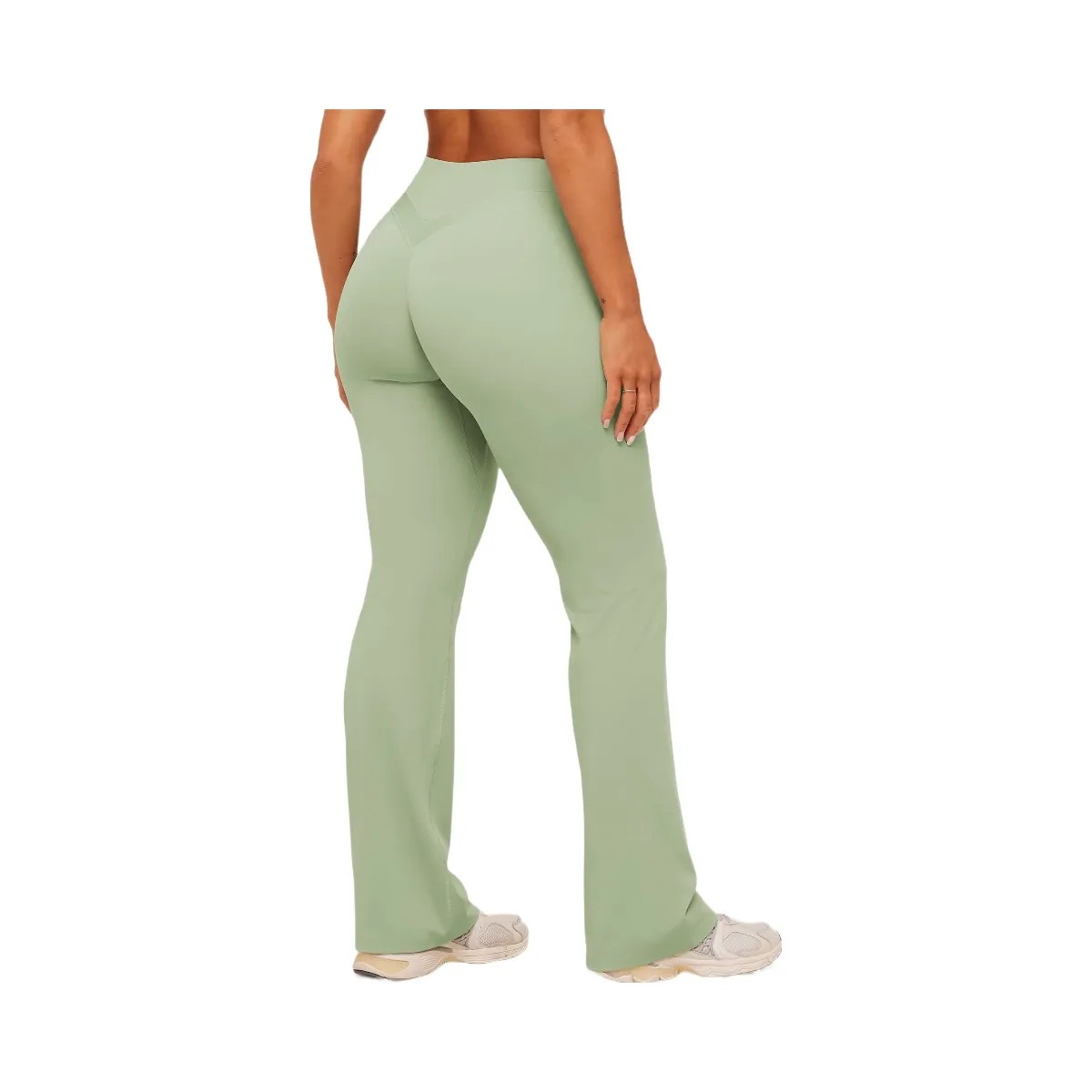 Gymshark Whitney Mid-High Rise Flared Leggings "Haze Green" - HypeFly India View 5
