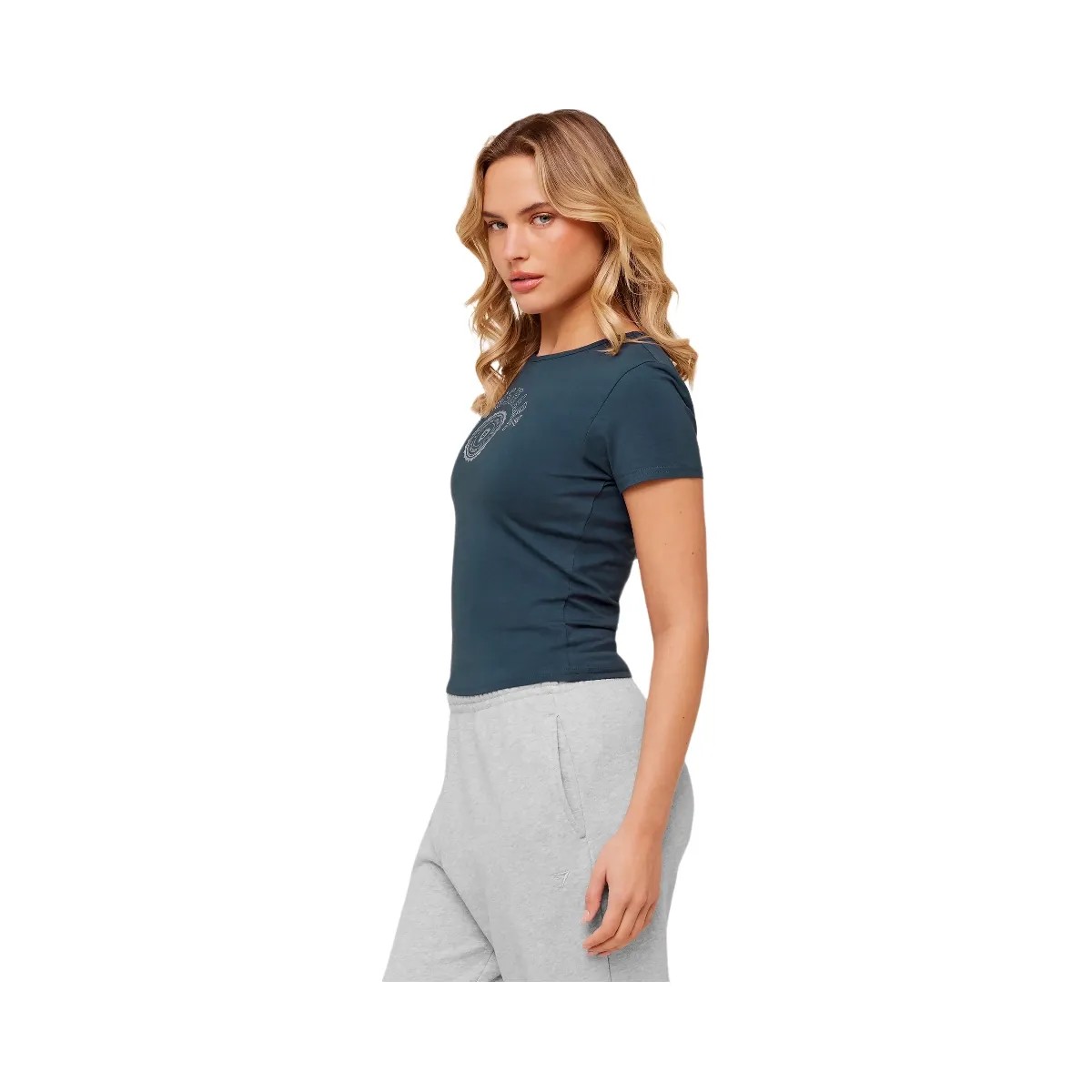 Gymshark Worn Crest Graphic Baby Tee "GS Stealth Blue" - HypeFly India View 3