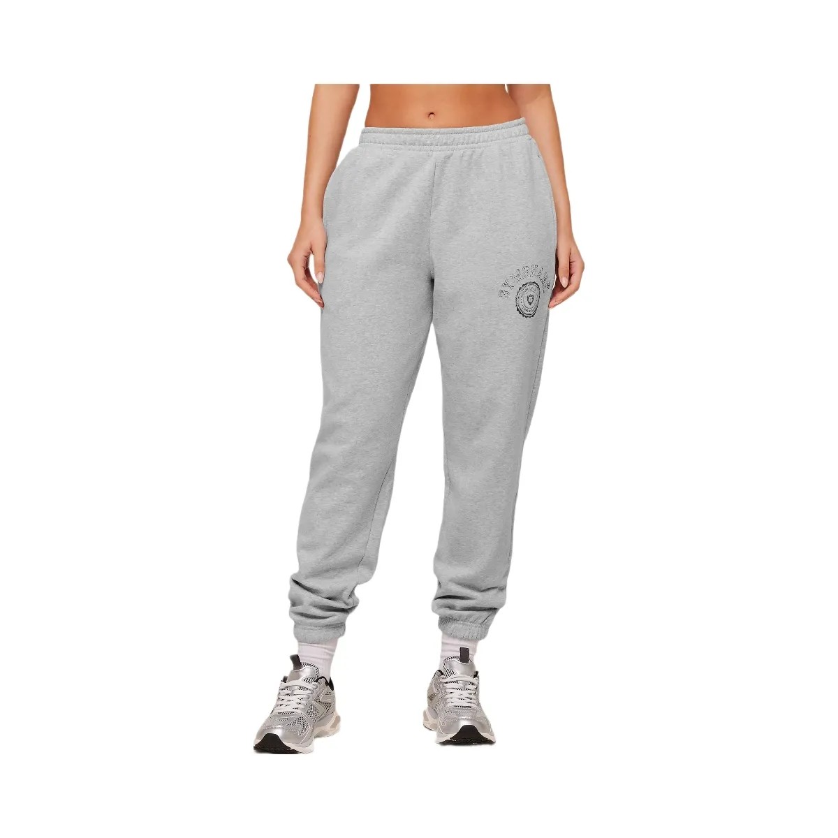 Gymshark Worn Crest Graphic Joggers "Light Grey Core Marl" - HypeFly India View 1
