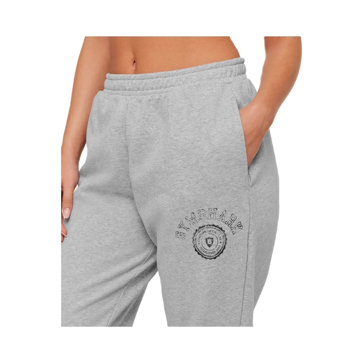 Gymshark Worn Crest Graphic Joggers "Light Grey Core Marl" - HypeFly India View 5