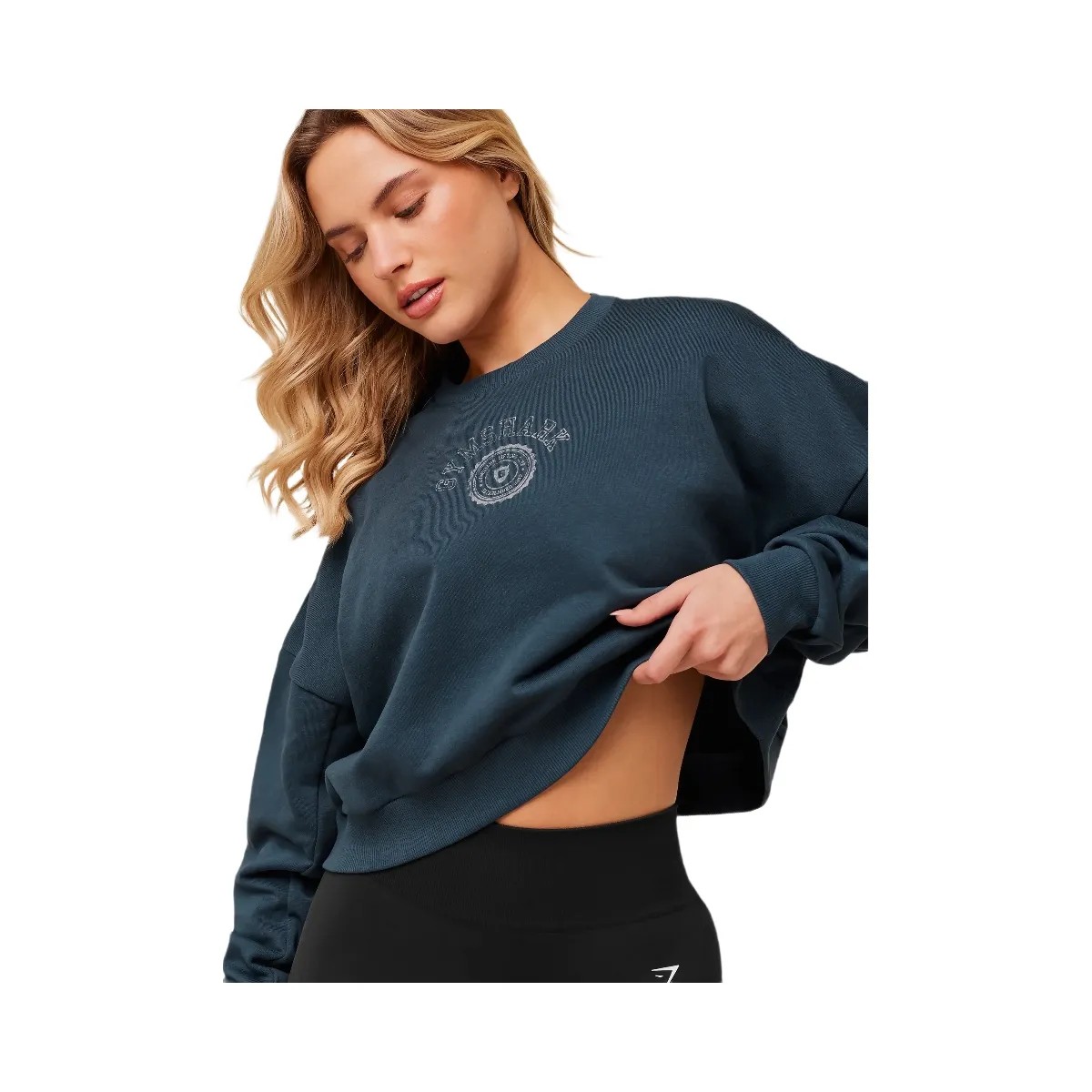 Gymshark Worn Crest Graphic Sweatshirt "GS Stealth Blue" - HypeFly India View 5