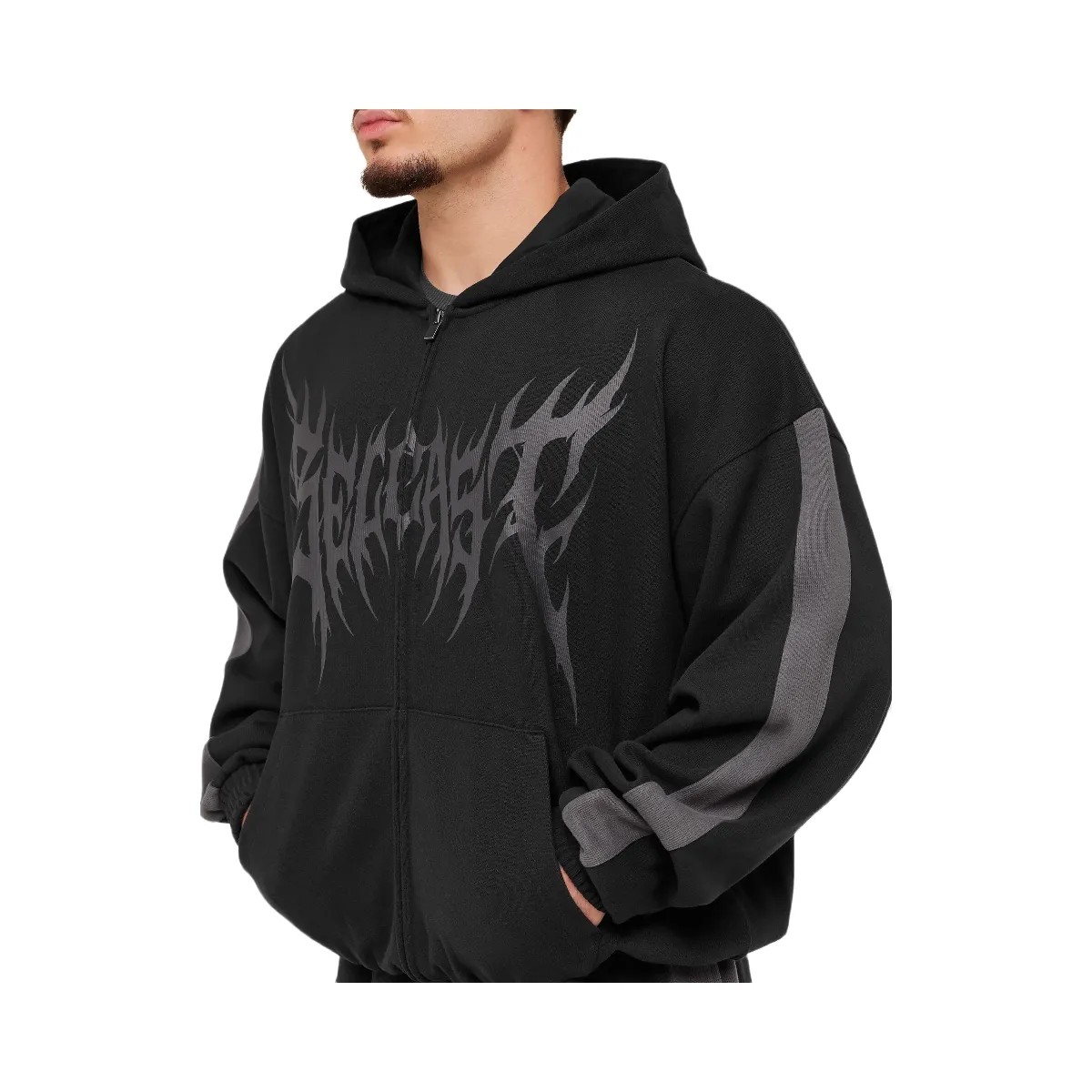 Gymshark x Carlos Belcast Zip Up Hoodie "GS Black" - HypeFly India View 6