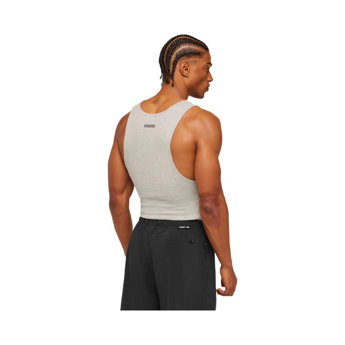 Gymshark x CBUM Ribbed Tank "Bros Stone Grey Marl" - HypeFly India View 3