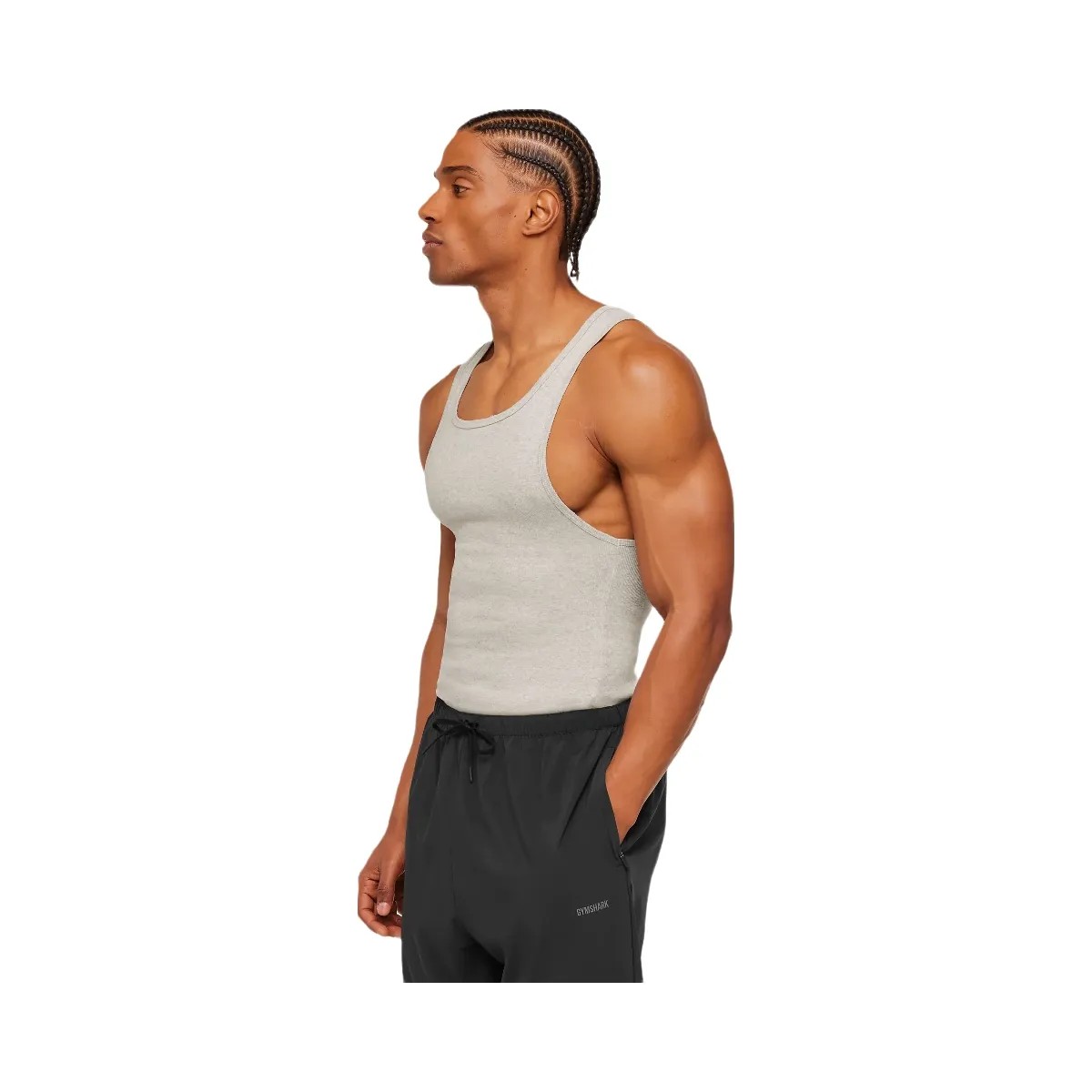 Gymshark x CBUM Ribbed Tank "Bros Stone Grey Marl" - HypeFly India View 4