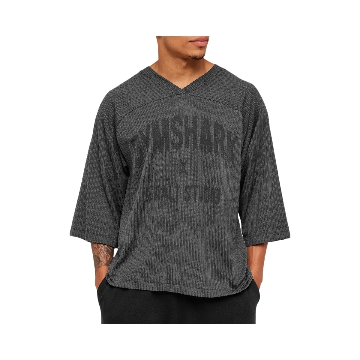 Gymshark x Saalt Studios Seamless Jersey "GS Asphalt Grey GS Pitch Grey" - HypeFly India View 6
