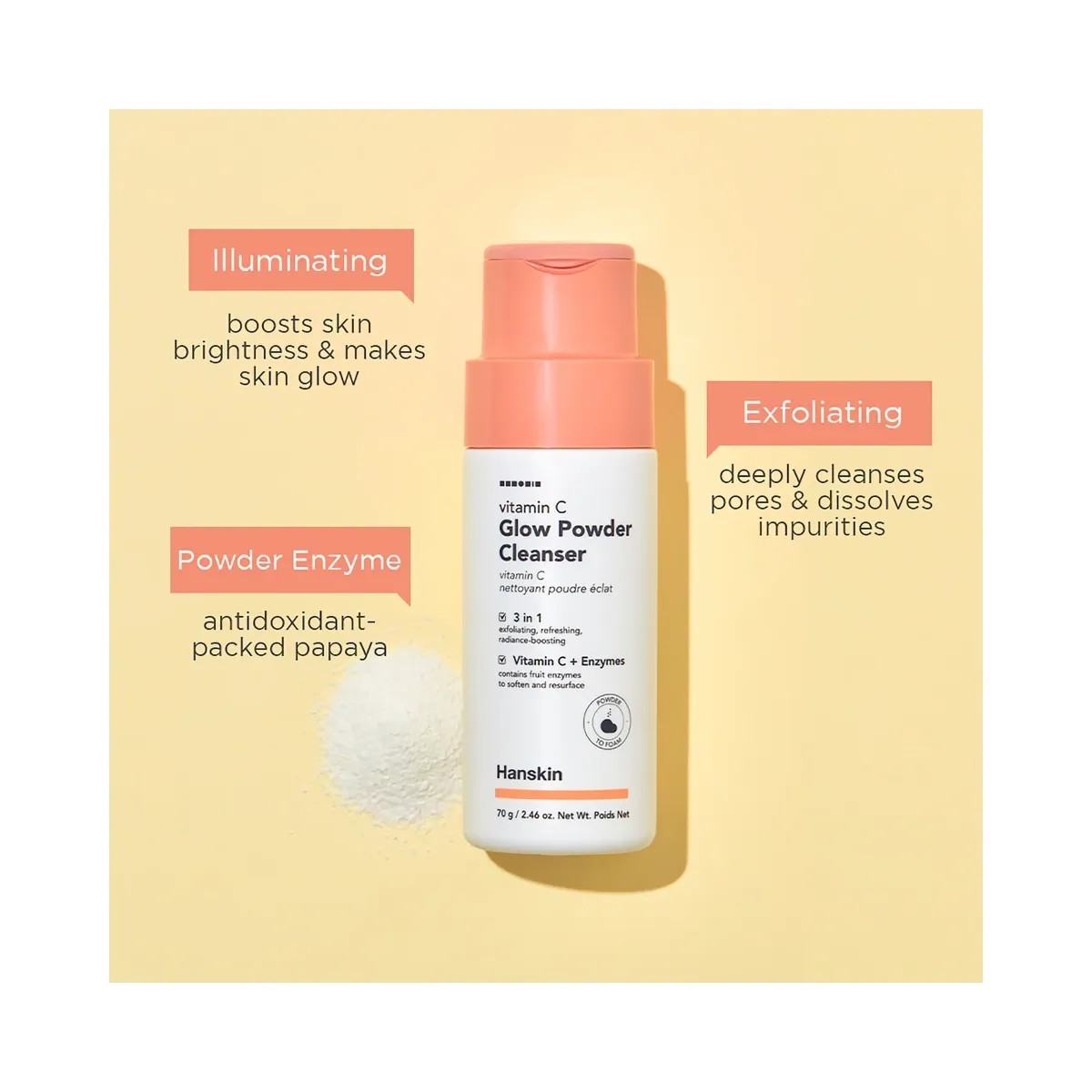 Hanskin Vitamin C Glow Powder Cleanser - HypeFly India View 5