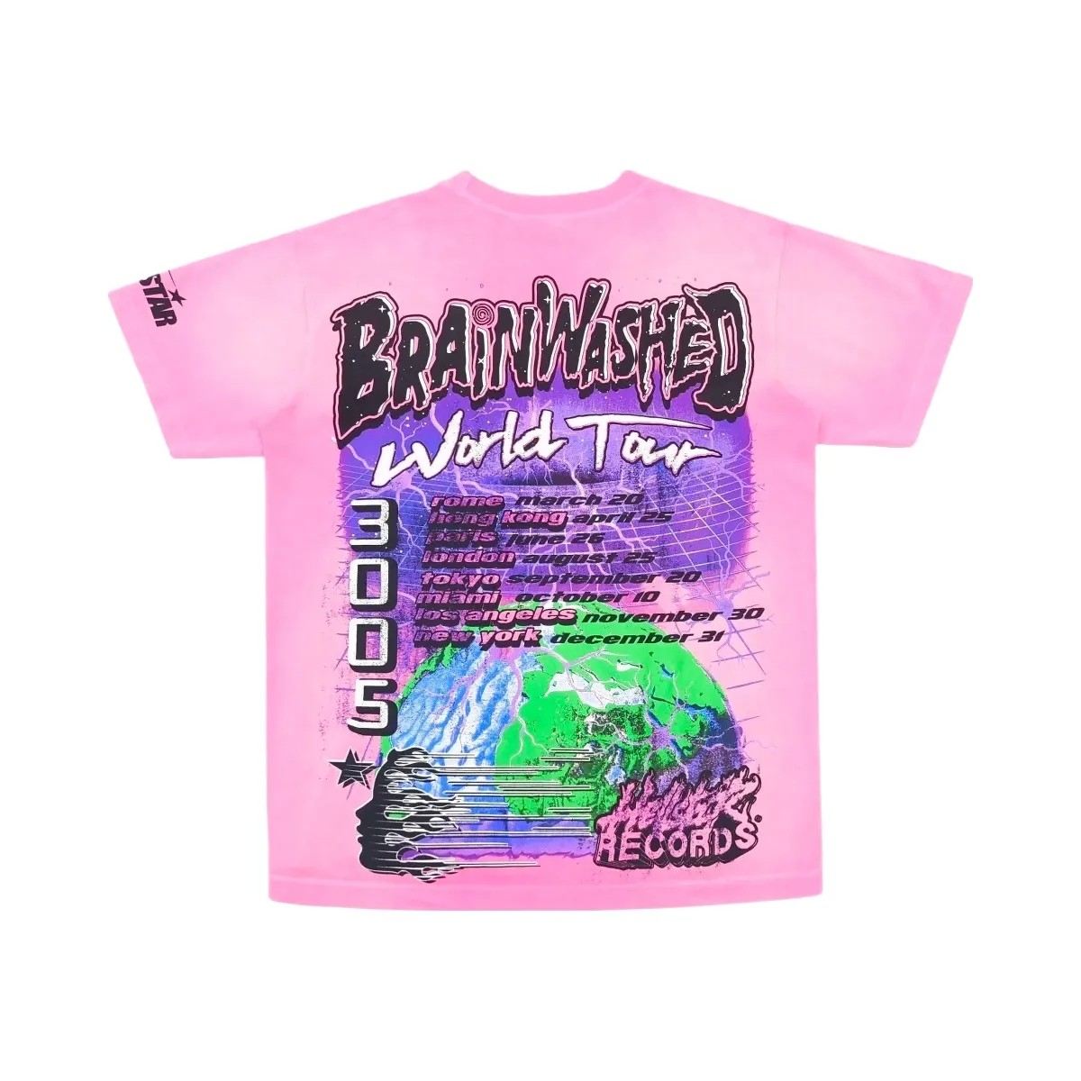 Hellstar Brainwashed World Tour T Shirt Pink - HypeFly India View 2